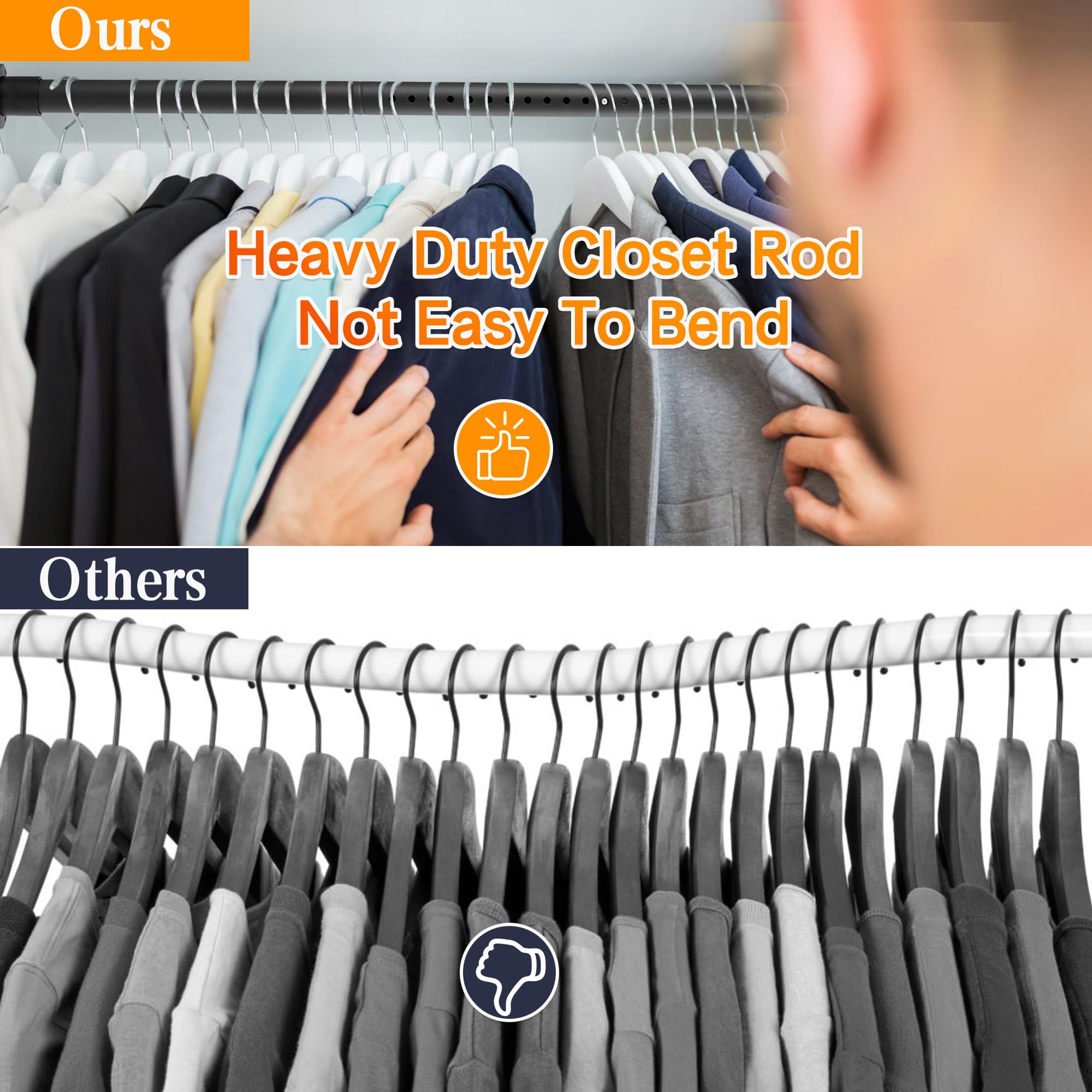 Closet Rod, 17 To 74 Inches Adjustable Closet Rods For Hanging Clothes Heavy Duty Closet Hanging Rod Metal White Rod For Closet,