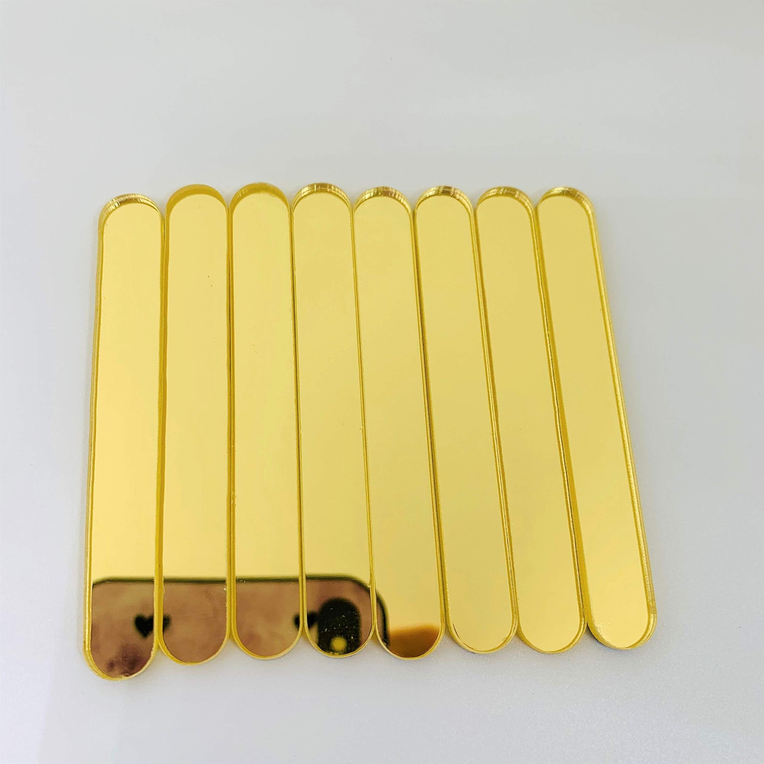 50 Pcs Mini Reusable Acrylic Cakesicle Popsicle Sticks, Small Size Mirror Stick For Ice Creamsicle Candy Apple (Mirror Gold)