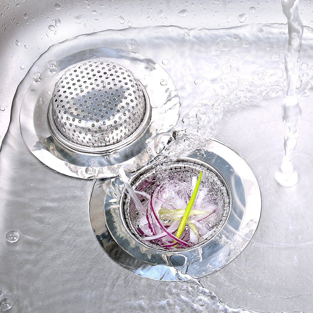 Nhsunray 2Pcs Stainless Steel Kitchen Sink Strainer Heavy-Duty Drain Filter Fit For Drain Filter For Kitchen Bathroom Basin Laun