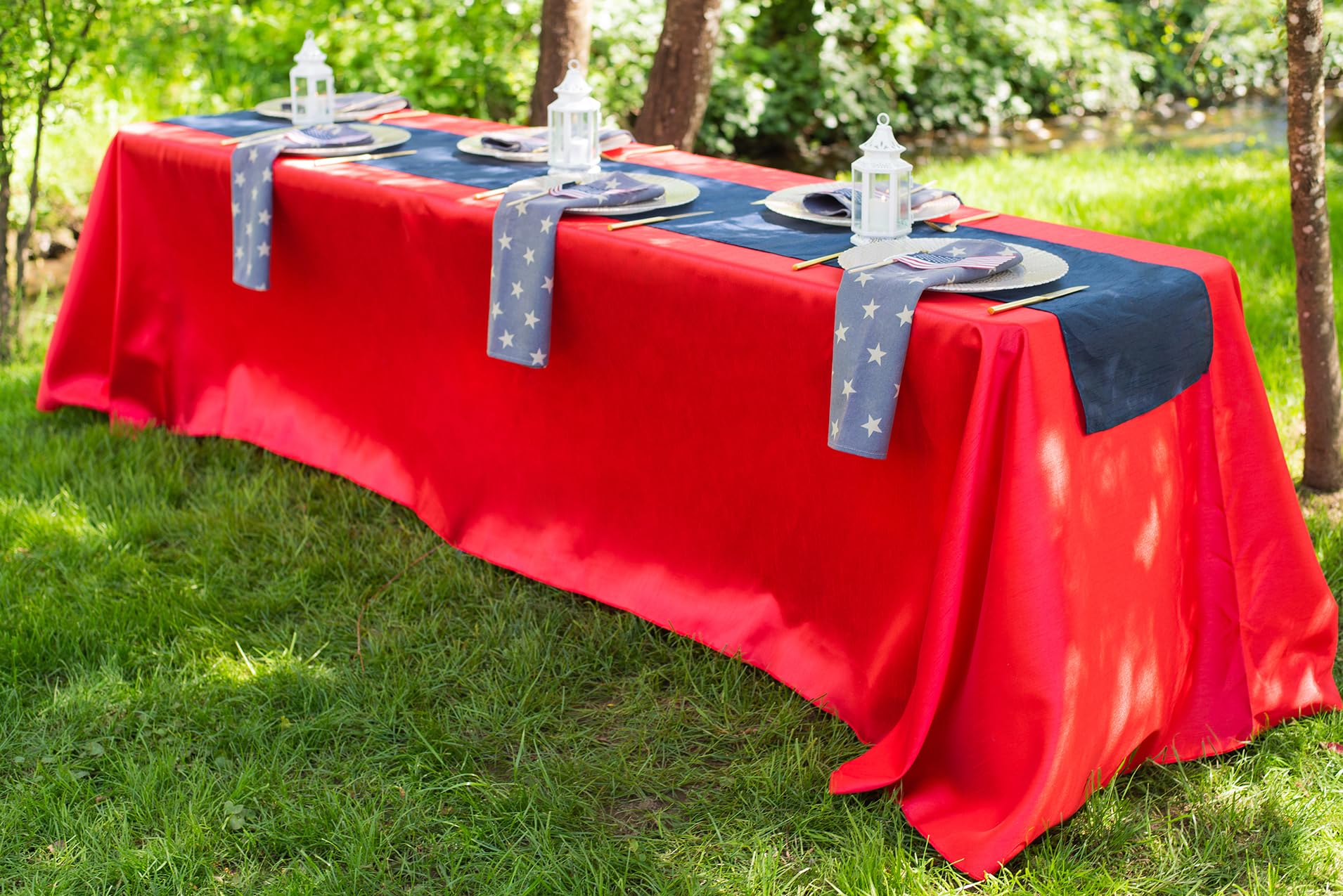 Ltc Linens 2-Pack Rectangular Tablecloths 90 In X 156 In With Rounded Corners - Red Table Covers For 8 Ft Table With Floor-Lengt