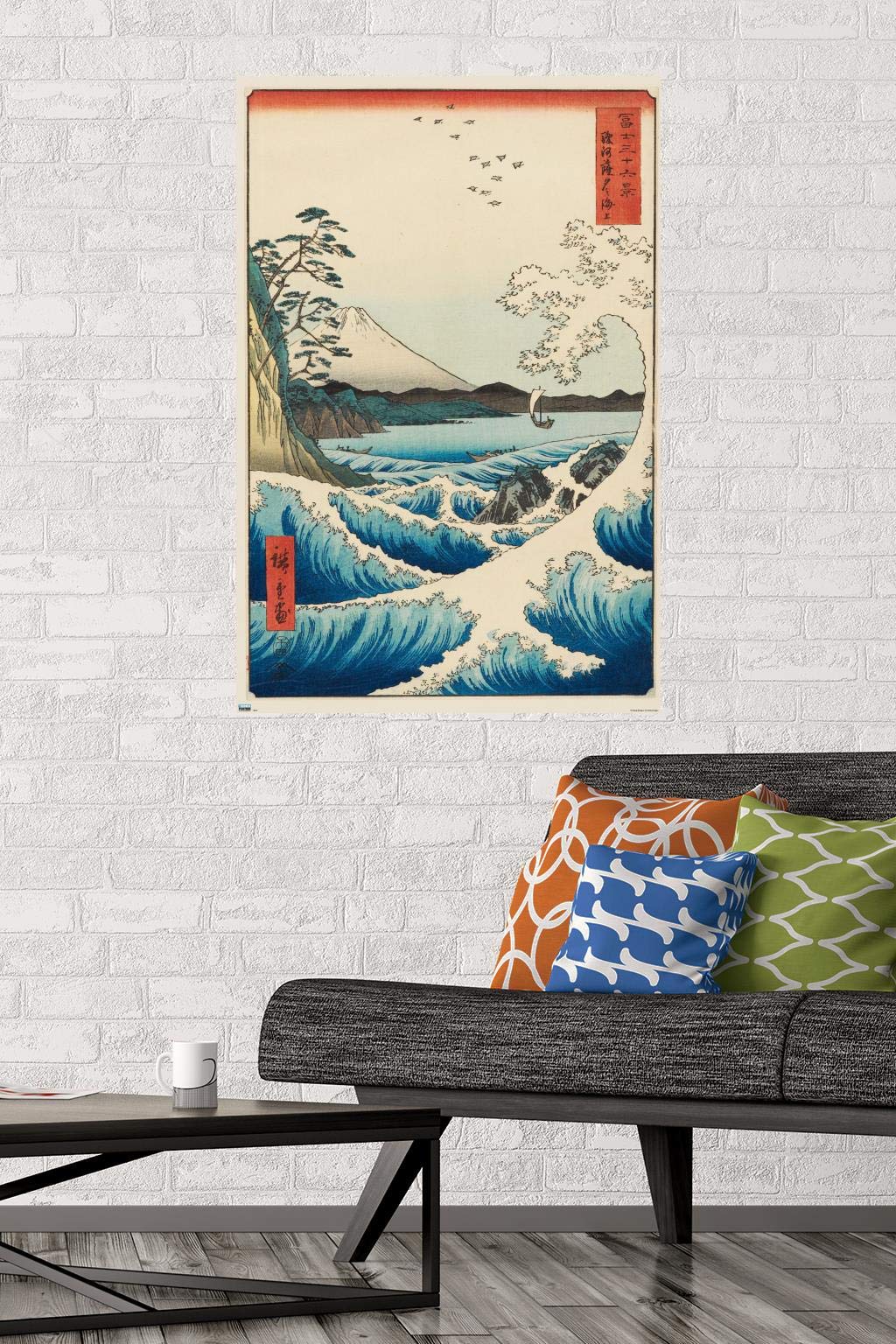 Trends International Hiroshige - The Sea At Satta Wall Poster, 22.375'' X 34'', Premium Poster & Mount Bundle