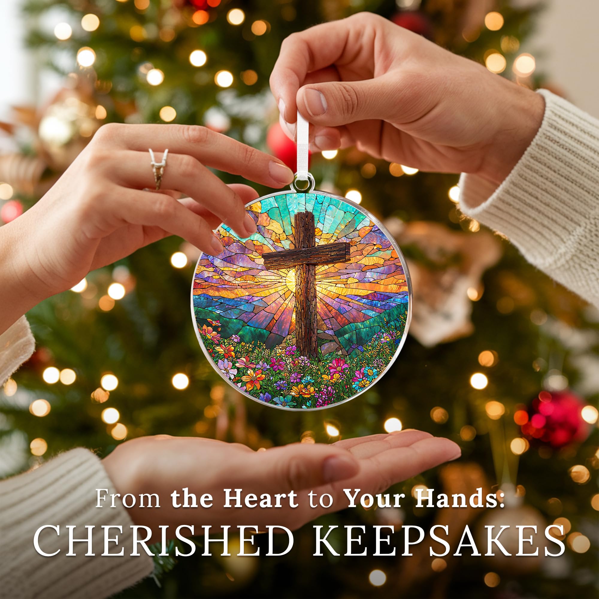 HEXMOZ Cross Ornaments for Christmas Tree - Christian Ornament, Religious Christmas Ornaments 2025 - Christian Religious Gifts f