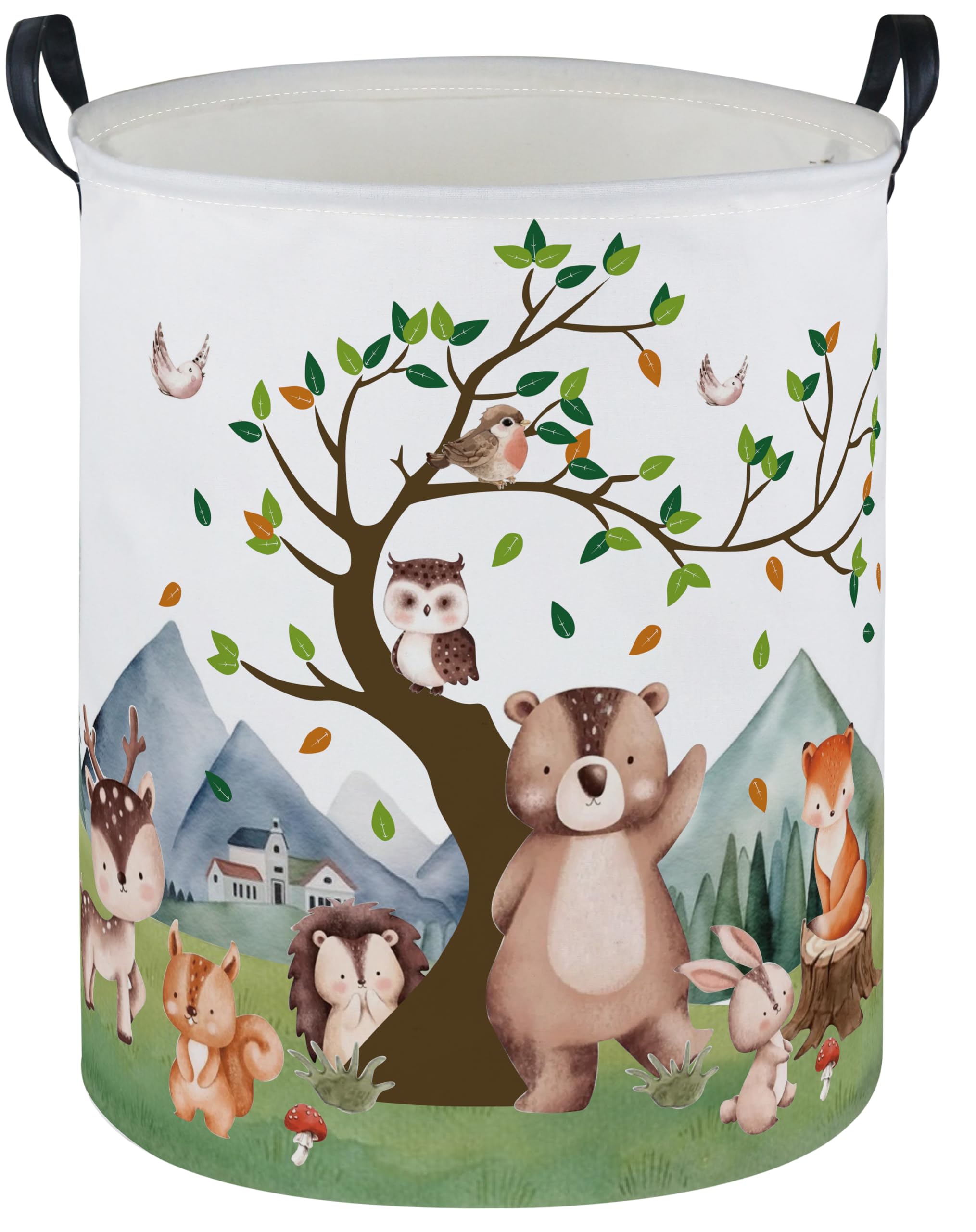 Ddbasket Kids Laundry Basket Animal Hamper For Nursery Woodland Hamper Cute Kids Storage Bin Organizer Room Decor For Home(Mount
