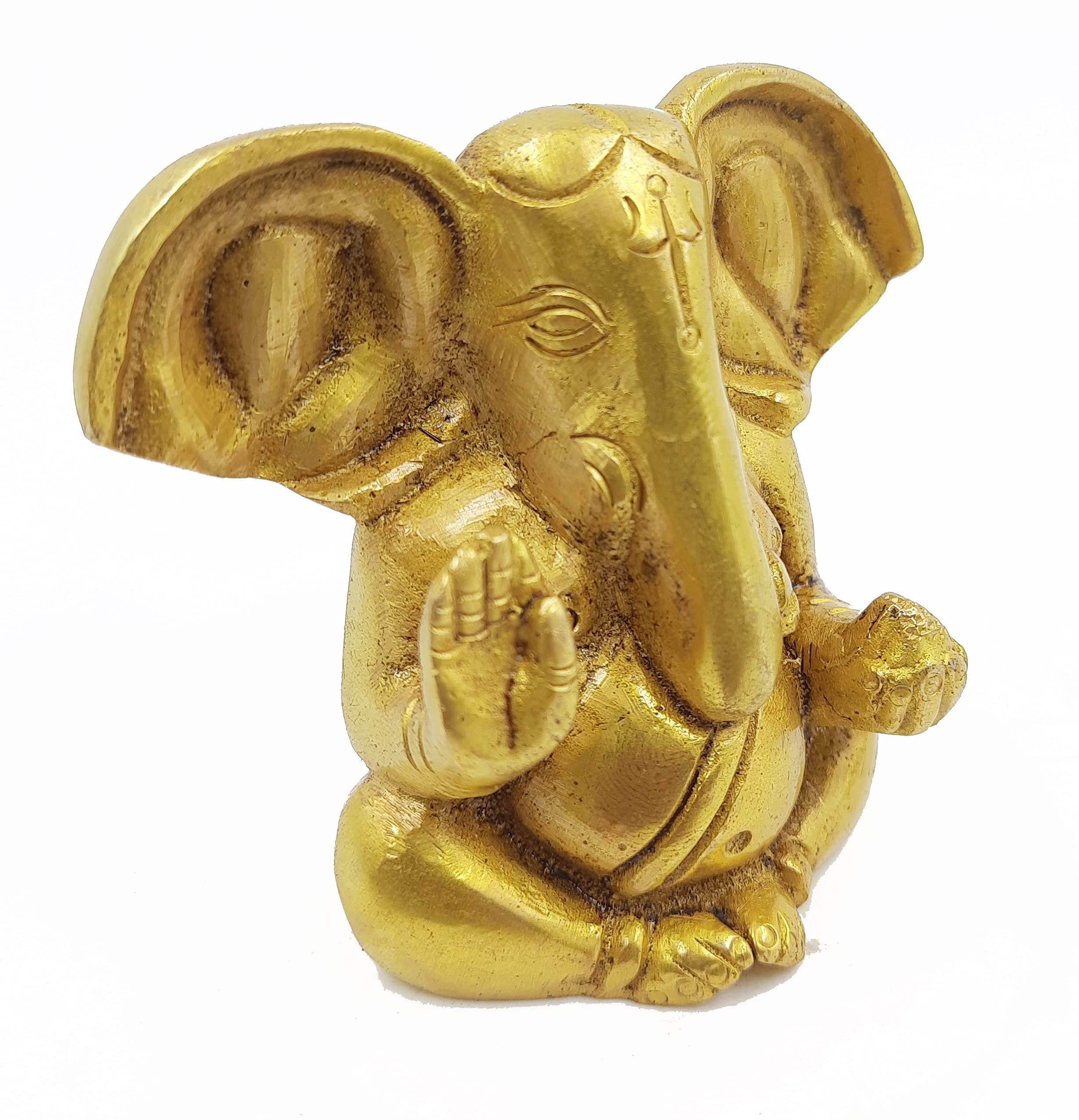 Aditi Crafts Brass Sitting Ganesh Ganpati Idol 6Cm X 7Cm X 8Cm Weight 0.250 Grams
