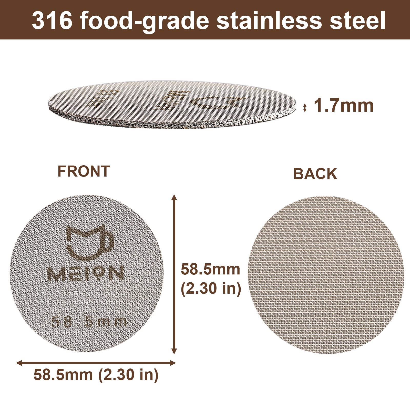 Espresso Puck Screen 58.5Mm Reusable Coffee Filter For Espresso Portafilter Filter Basket 58Mm, 1.7Mm Thickness 150M, 316 Stainl