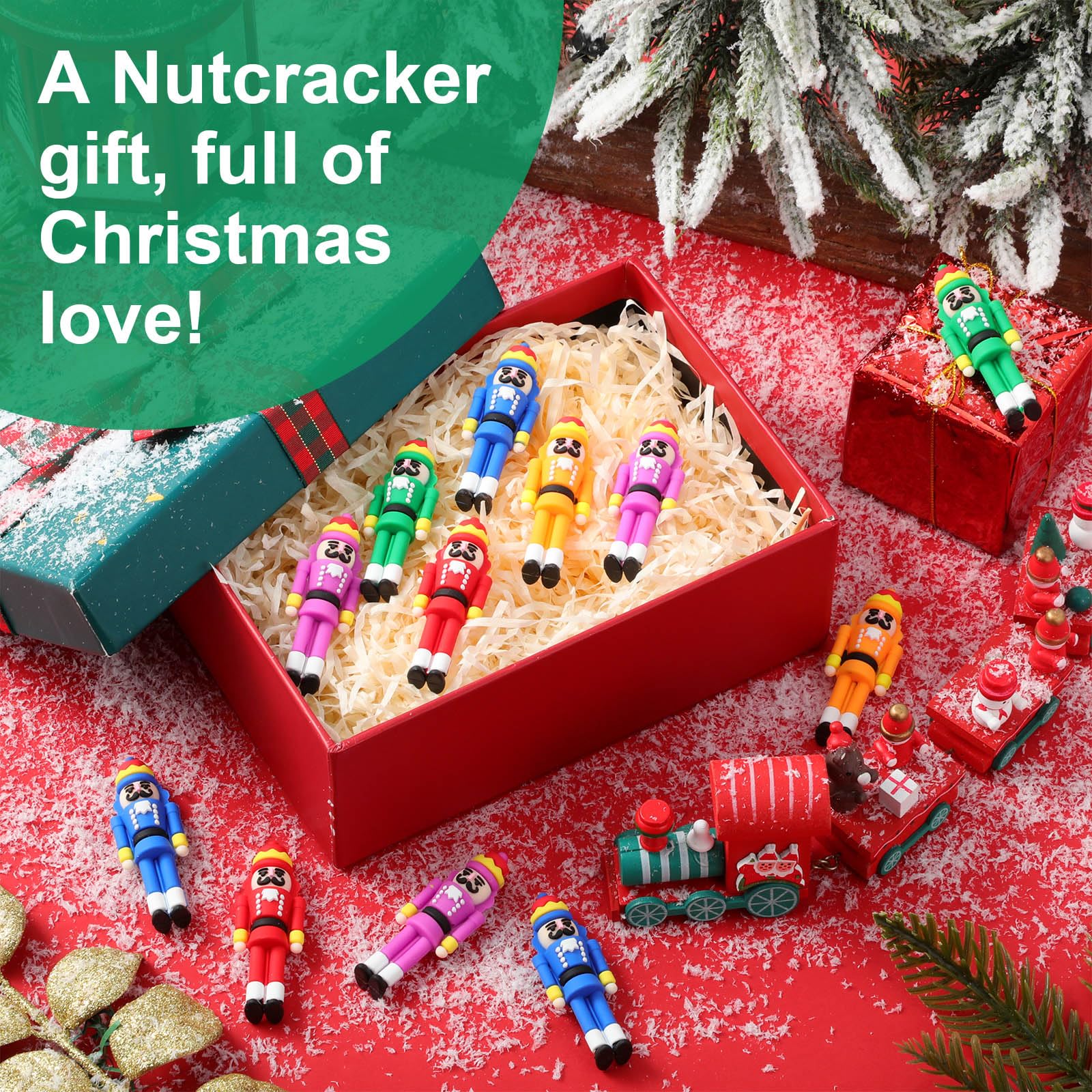 Chunful 50 Pcs Christmas Mini Nutcracker Figures Decor Small Nutcracker Figures Soldier Ornament for Christmas Stocking Stuffer