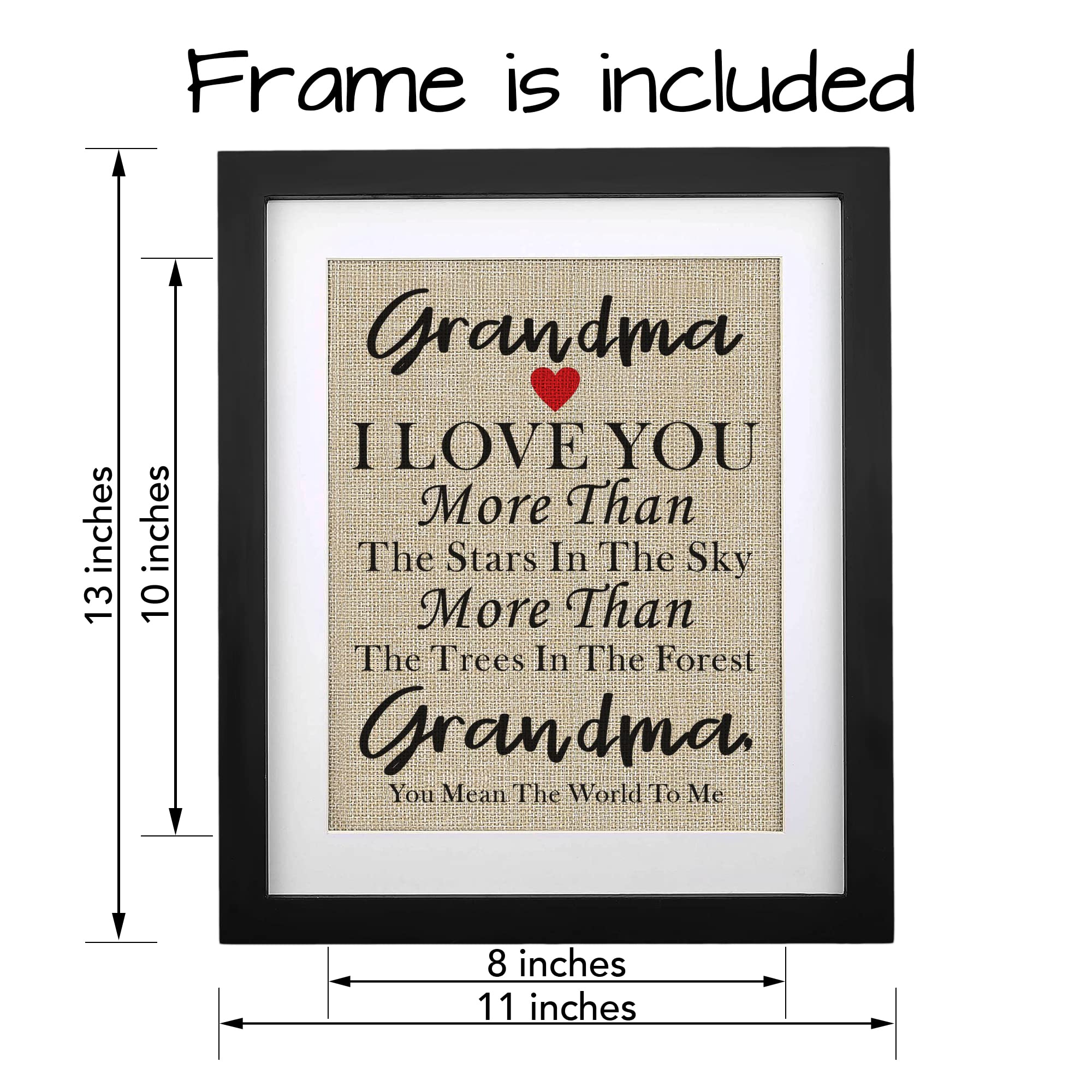 Gifts For Grandma From Grandkids, Grandma Mothers Day Birthday Christmas Gifts Ideas - Framed Burlap Print 11'' W X 13'' H (Fram