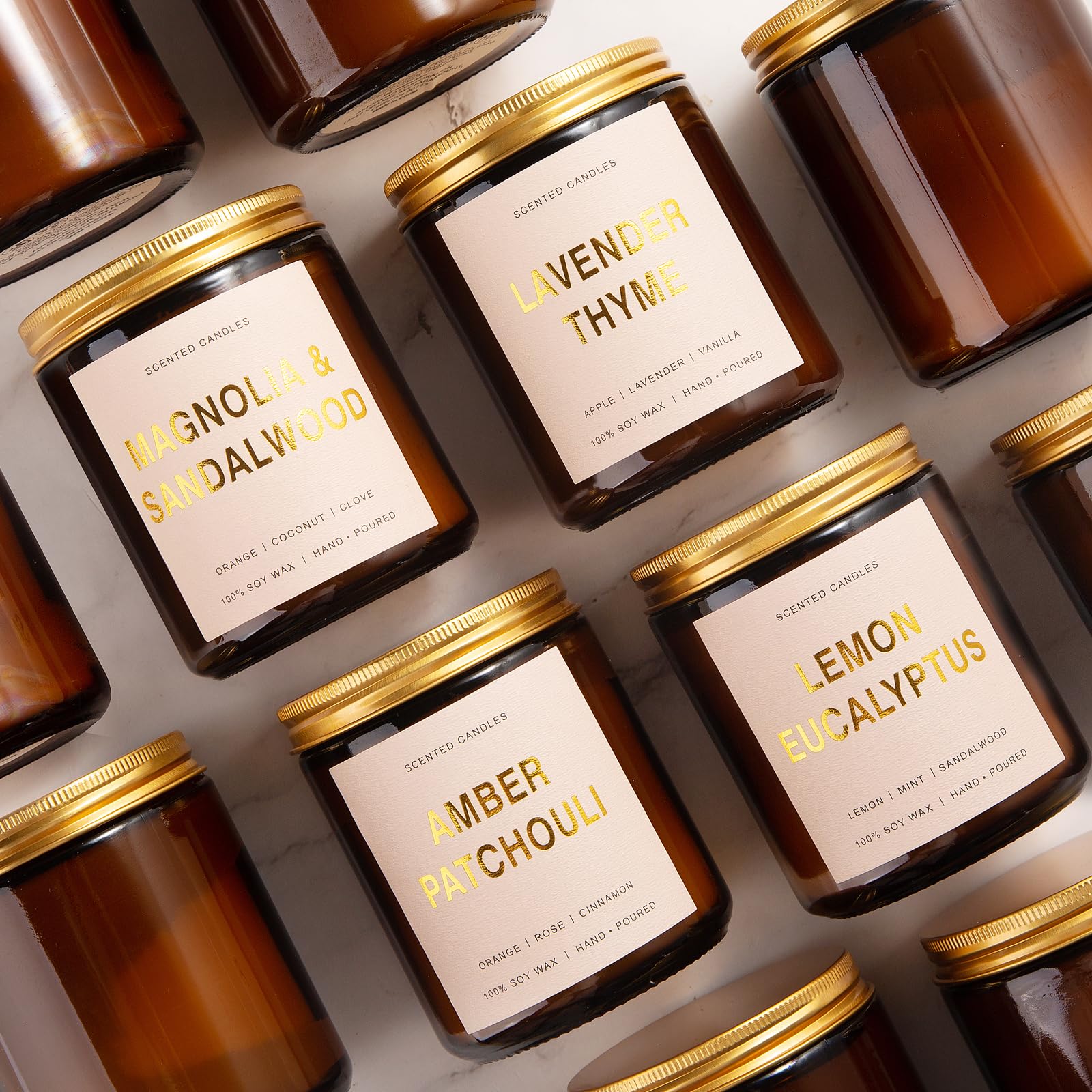 4 Pack Scented Candles for Home, 28 oz Aromatherapy Jar Candle Set Gifts for Men Women, Amber Soy Candles Set, Christmas Candles