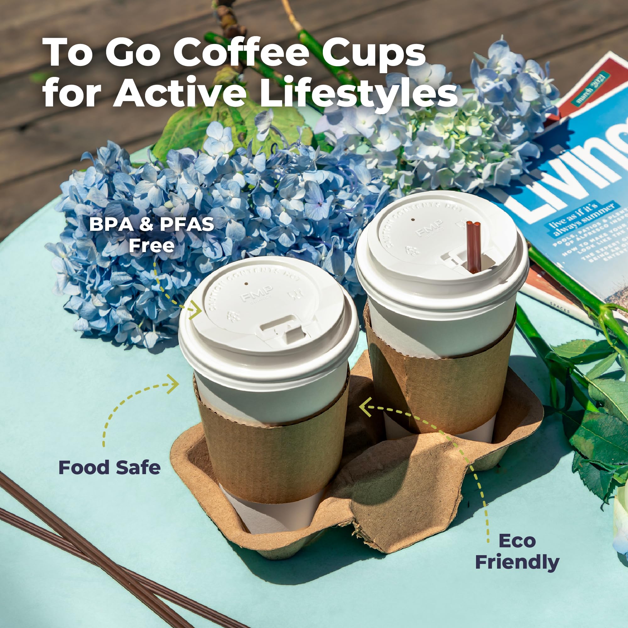 Fit Meal Prep 50 Pack 20 Oz Disposable Coffee Cups With Lids, Sleeves And Stirrers, Premium To Go Coffee Cups With Lids, Durable