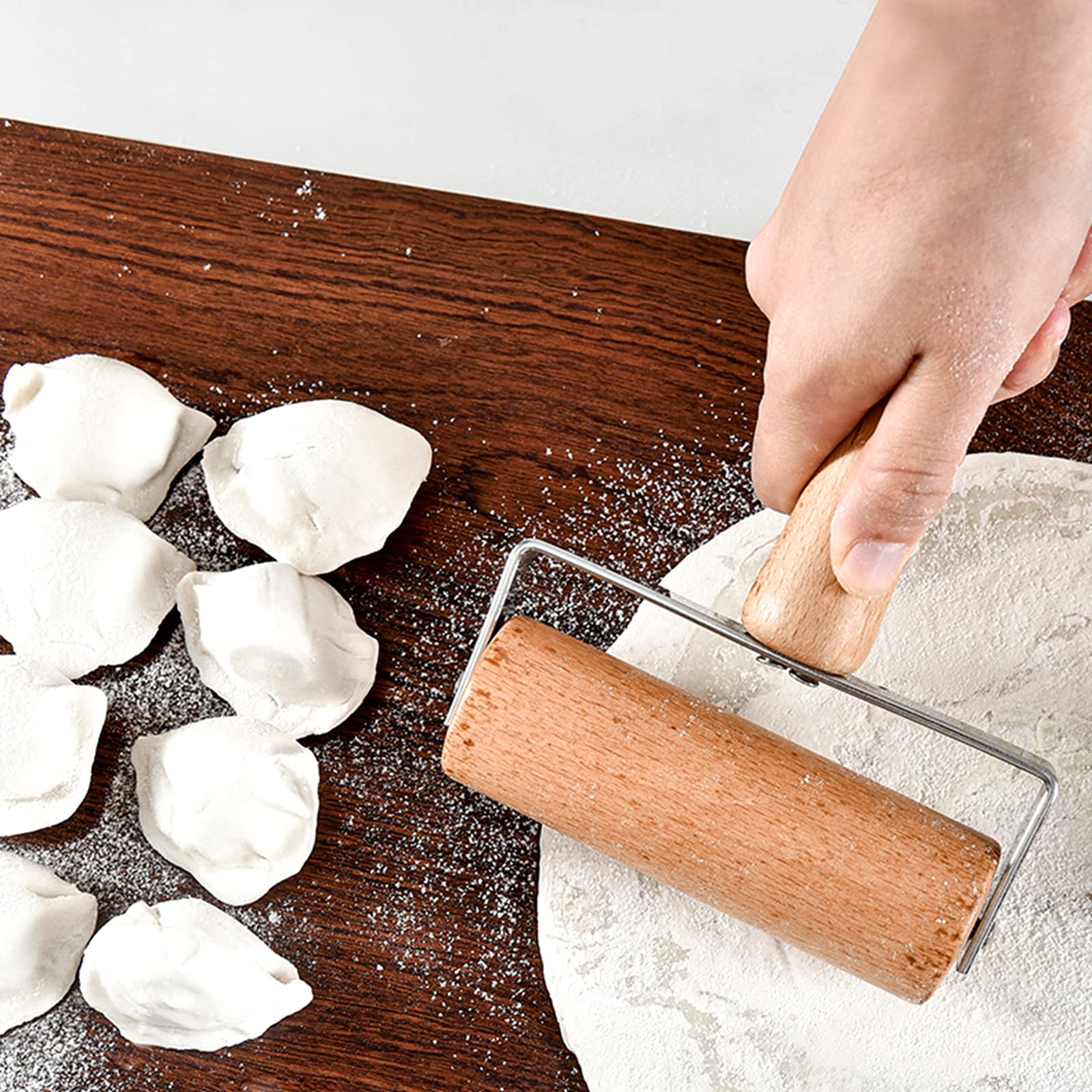 Avla 4 Pack Wood Pastry Pizza Roller, Non Stick Wooden Rolling Pin For Home, Professional Dough Roller Tool Set For Baking, Cook