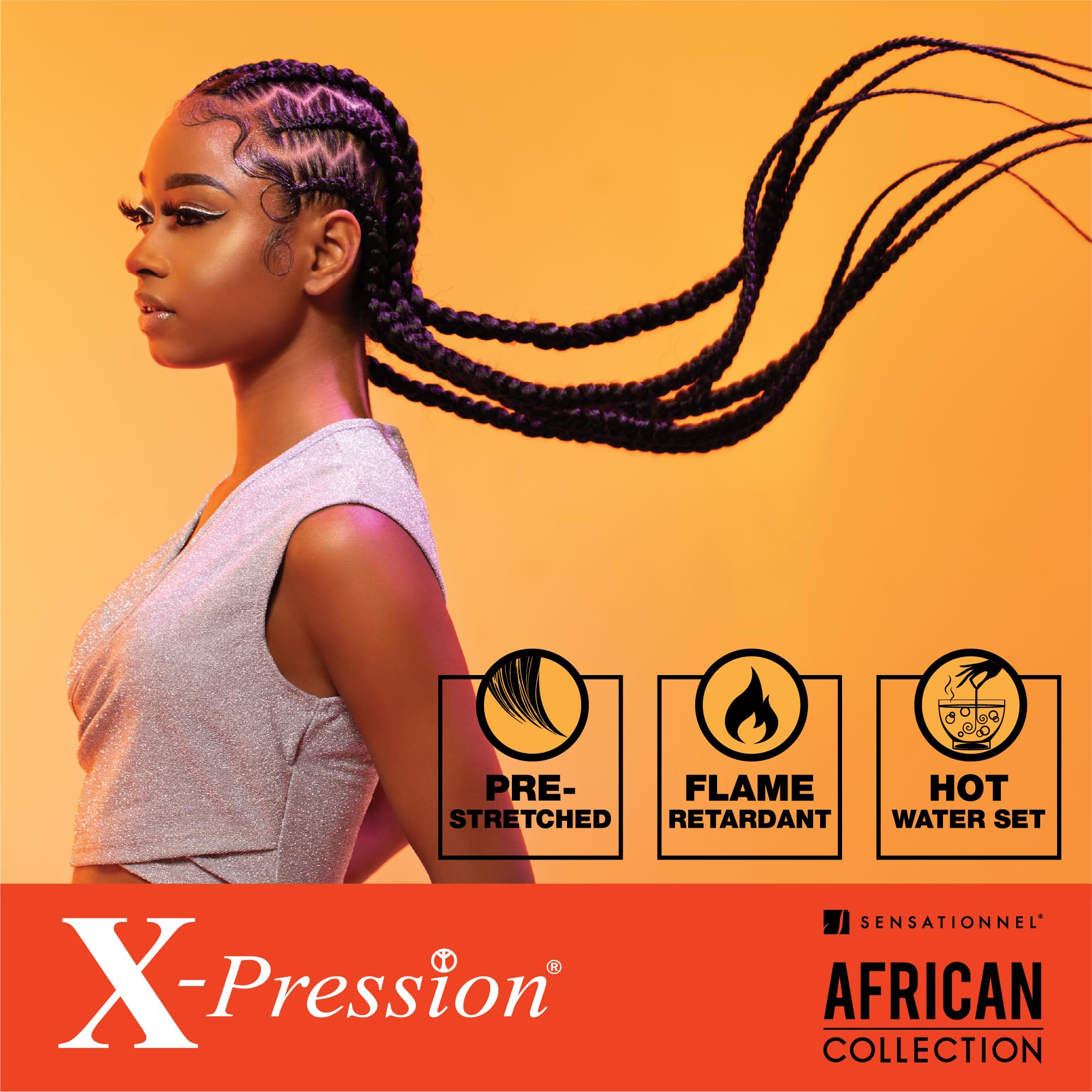 Sensationnel Xpression Prestretched Braiding Hair - Kanekalon Flame Retardant Smooth Yaki Braid Hair Extension 3X 58 Inch (2 Pac