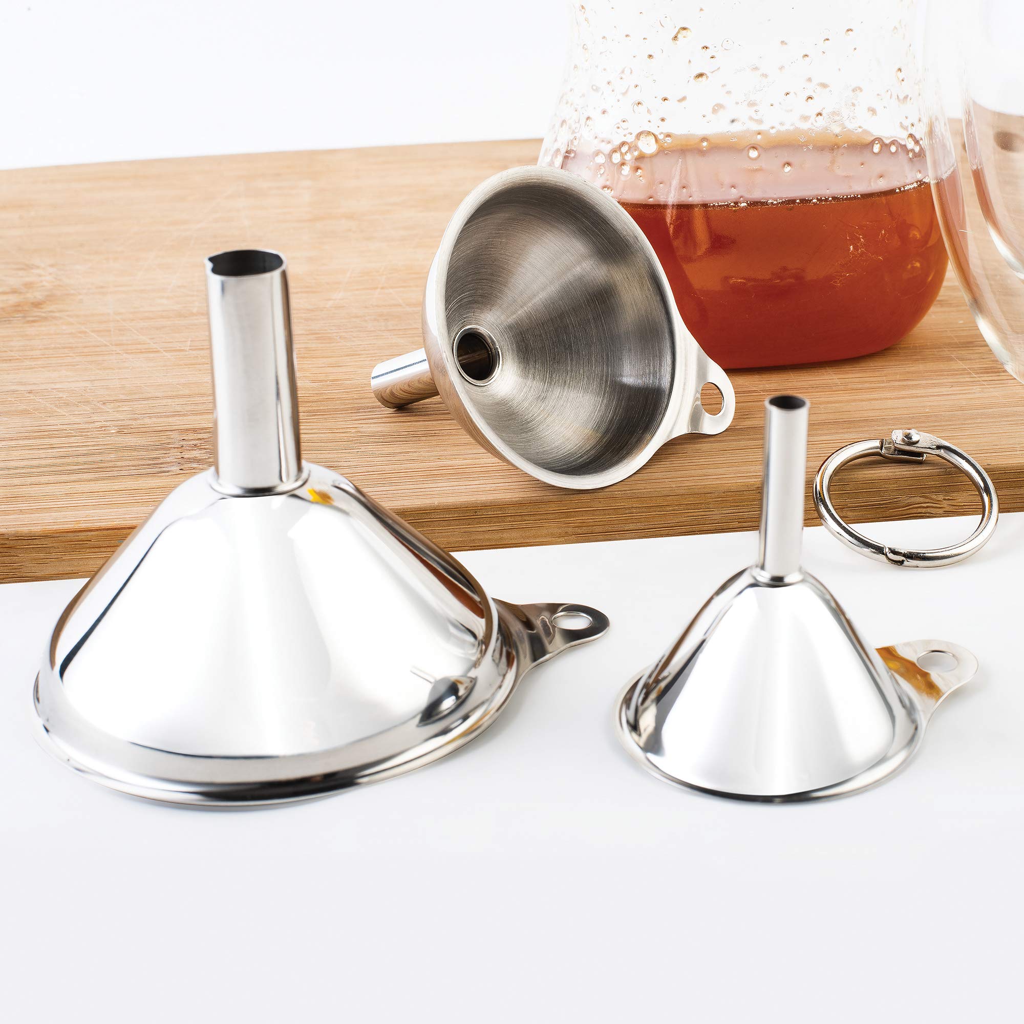 Fox Run 3-Piece Stainless Steel Funnel, 3'', 2'', And 1.5'' Set, Metallic