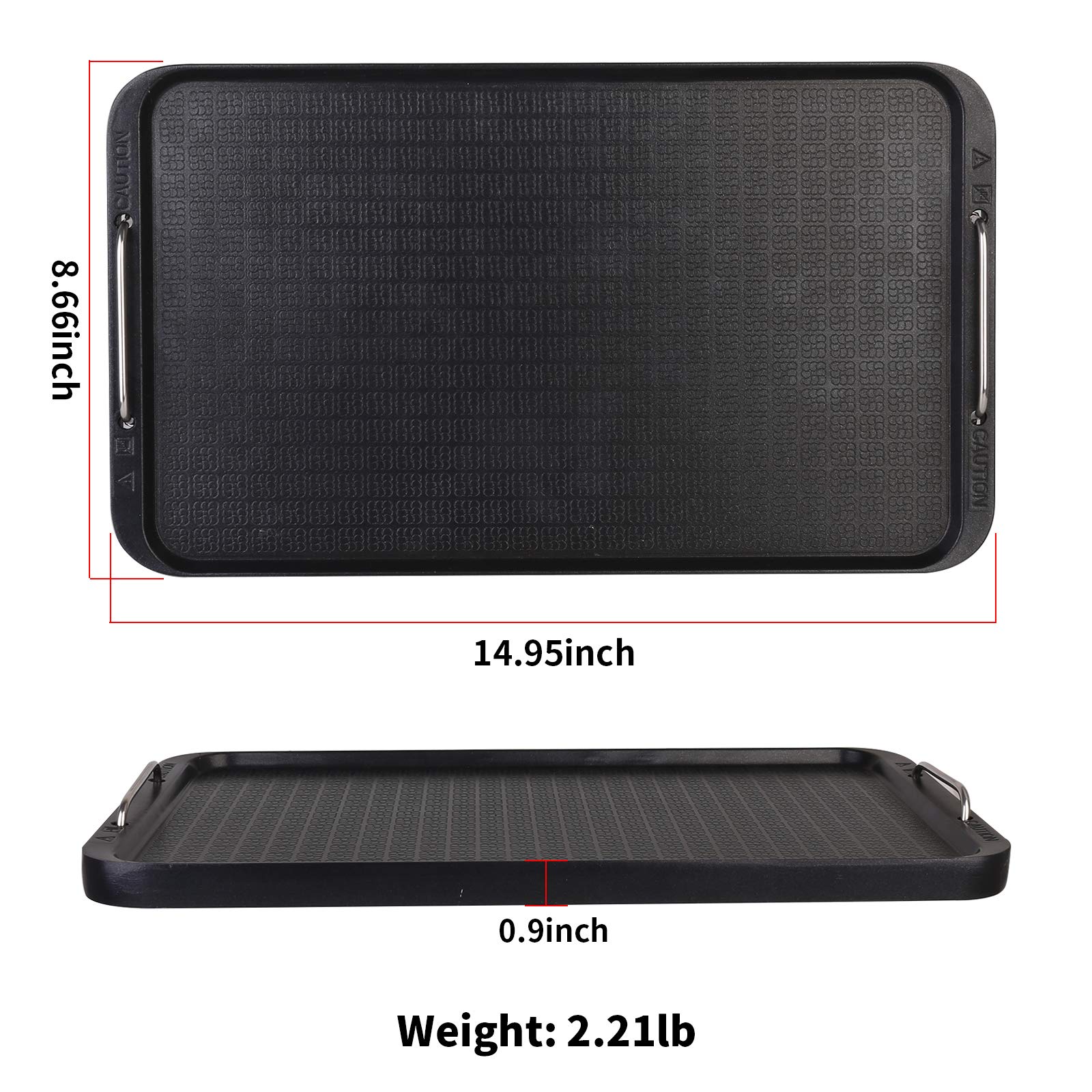 Flat Top Griddle For Stovetop, Non-Stick Griddle Grill Pan, Stove Top Grill,14.96'' X 8.66'', Works With Power Xl,Chefman, Carl