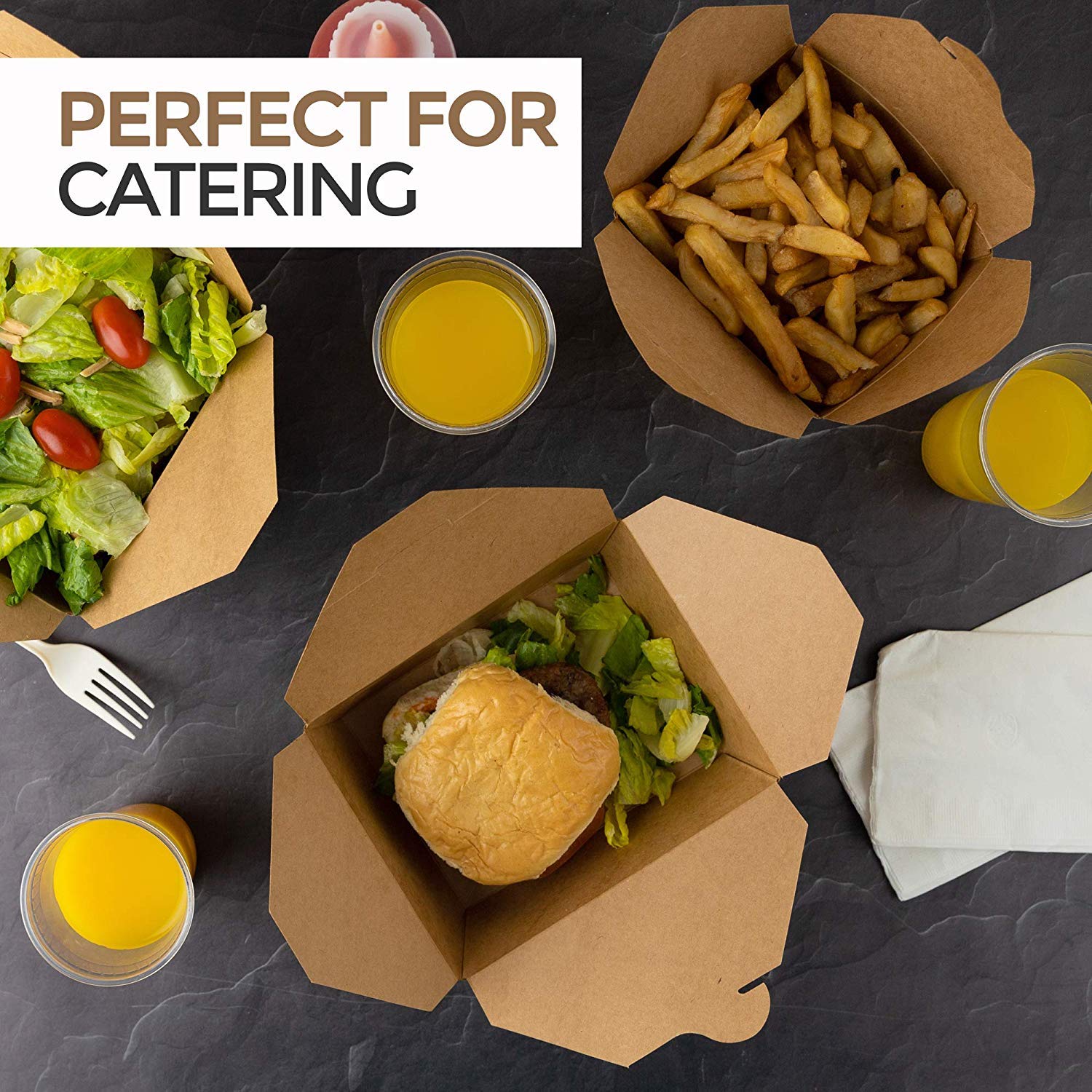 Stock Your Home Microwaveable Kraft Brown Take Out Boxes 71 Oz (40 Pack) Leak And Grease Resistant Food Containers - Recyclable