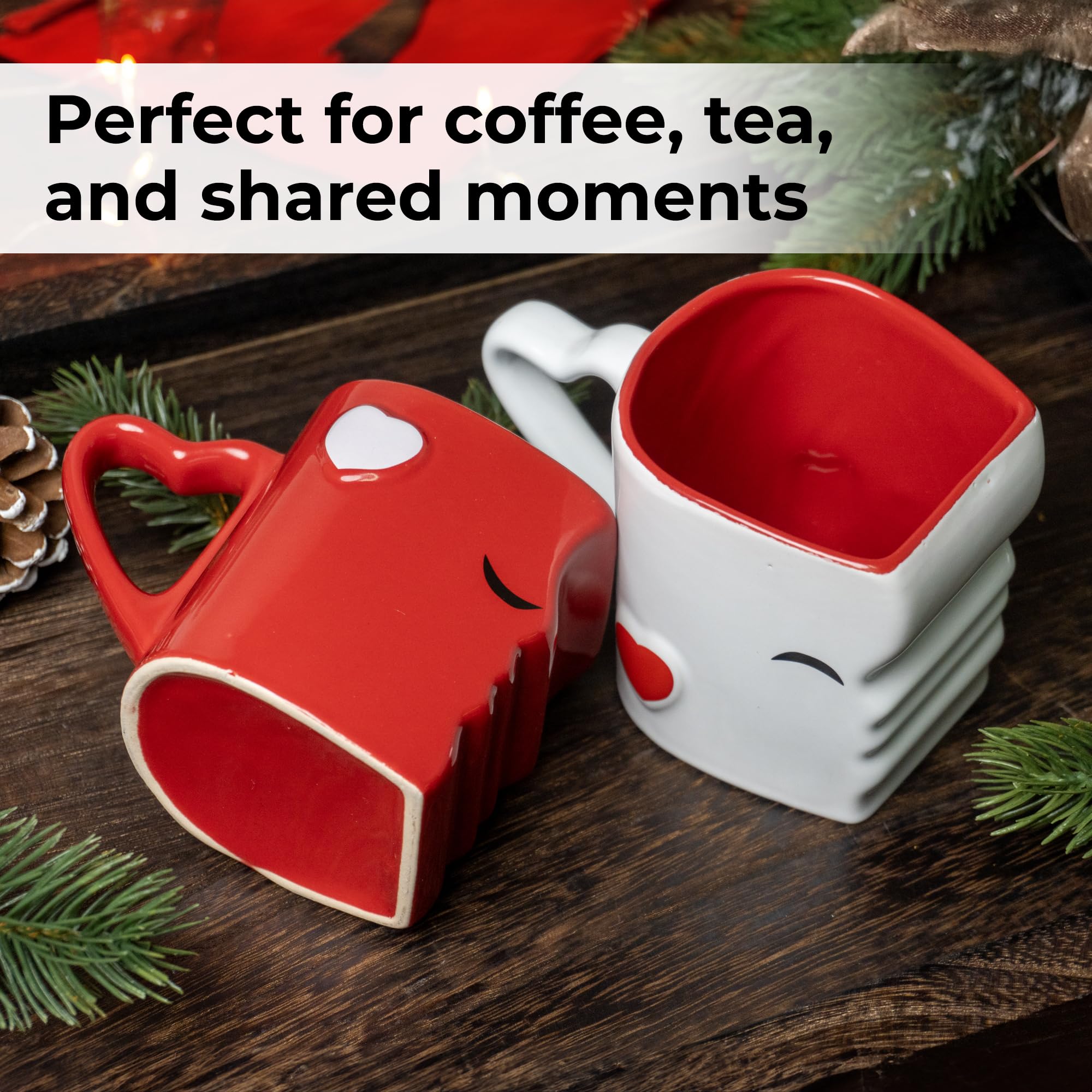 MIAMIO - coffee MugsKissing Mugs Bridal Pair gift Set for WeddingsBirthdayAnniversary with gift Box (Red)