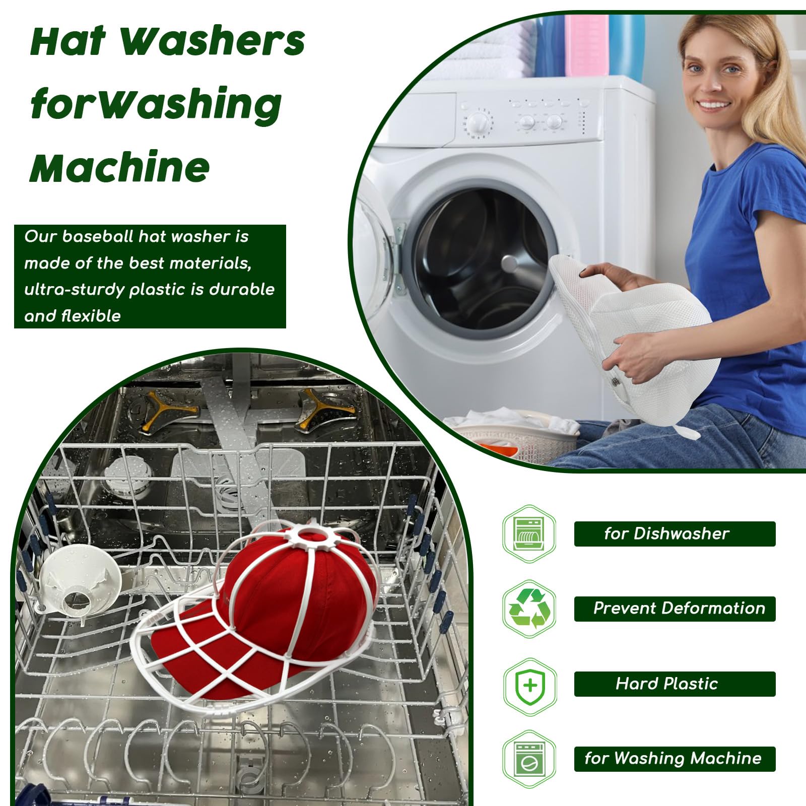 Mchkj Hat Cleaner - Hat Cage For Washing, Hat Laundry Wash Bags For Baseball Caps, Hat Washer For Washing Machine Or Dishwasher,