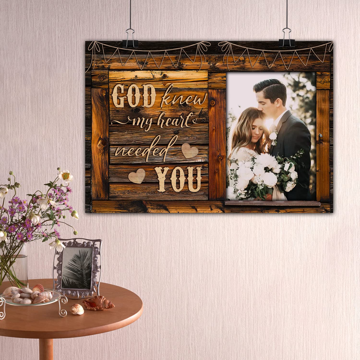 HANIKID Customized Couple Canvas Prints With Your Own Favorite Pictures Poster Wall Art Custom Names Date Photo Vintage Gifts For Him Her Couples Lovers Decor Hanging Home Bedroom Living Room Ideas