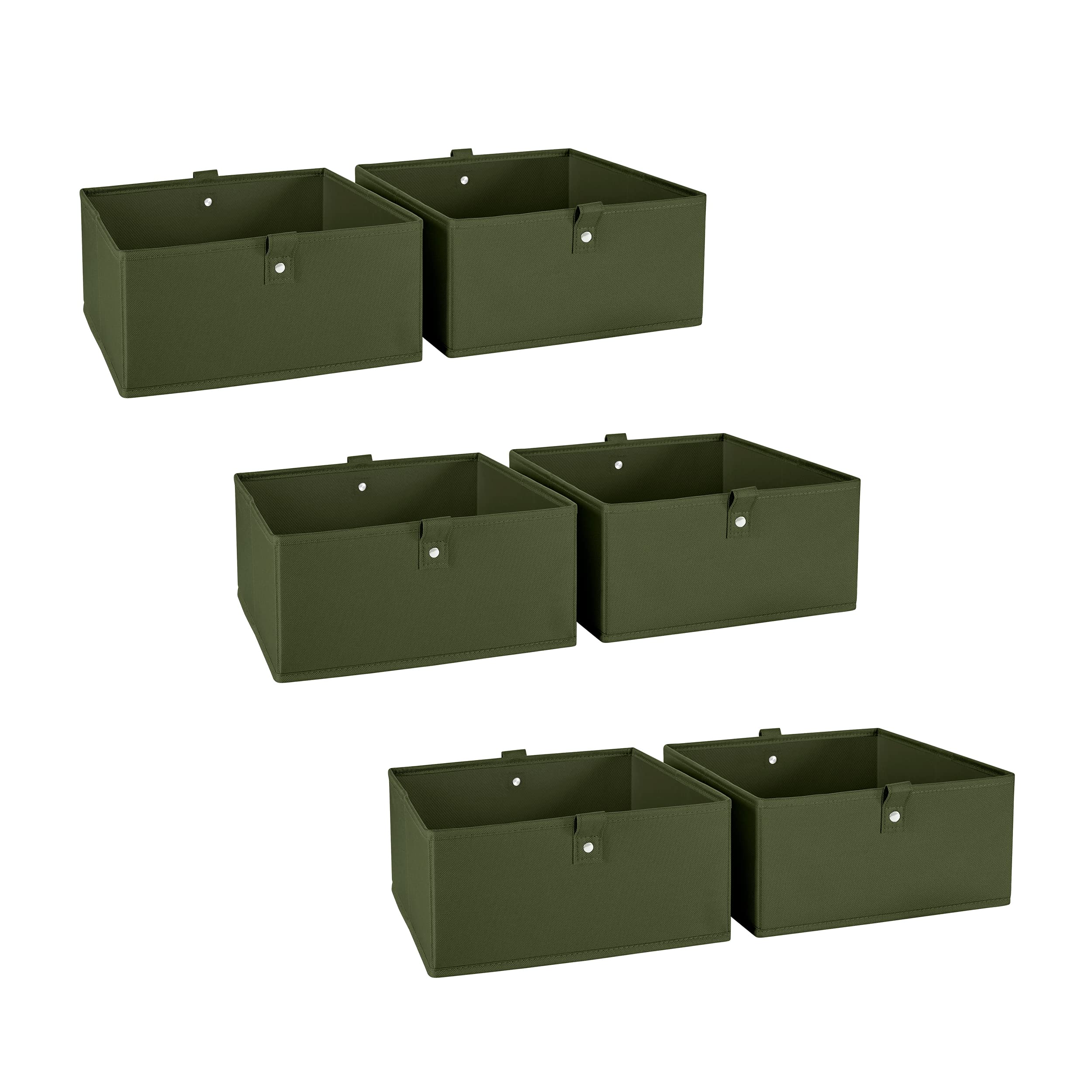 RiverRidge Kids 6pc Folding Storage Bins Set - 10.5   W x 5   H Fabric Boxes with Handles for Closet Organizer & Storage - Olive