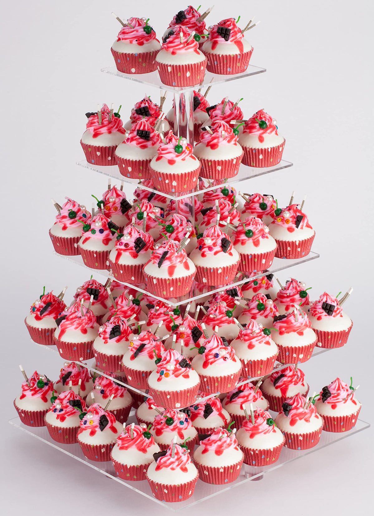 Yestbuy Cupcake Stand, 5 Tier Square Cupcake Tree Tower, Clear Cupcake Holder, Pastry Display Rack For Party, Wedding, Baby Show