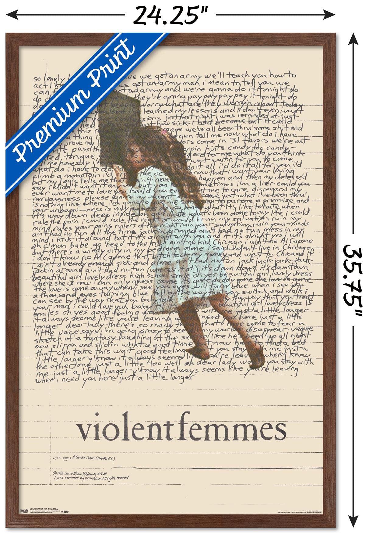 Trends International Violent Femmes - Lyric Girl Tea Towel Wall Poster, 22.375'' X 34'', Mahogany Framed Version