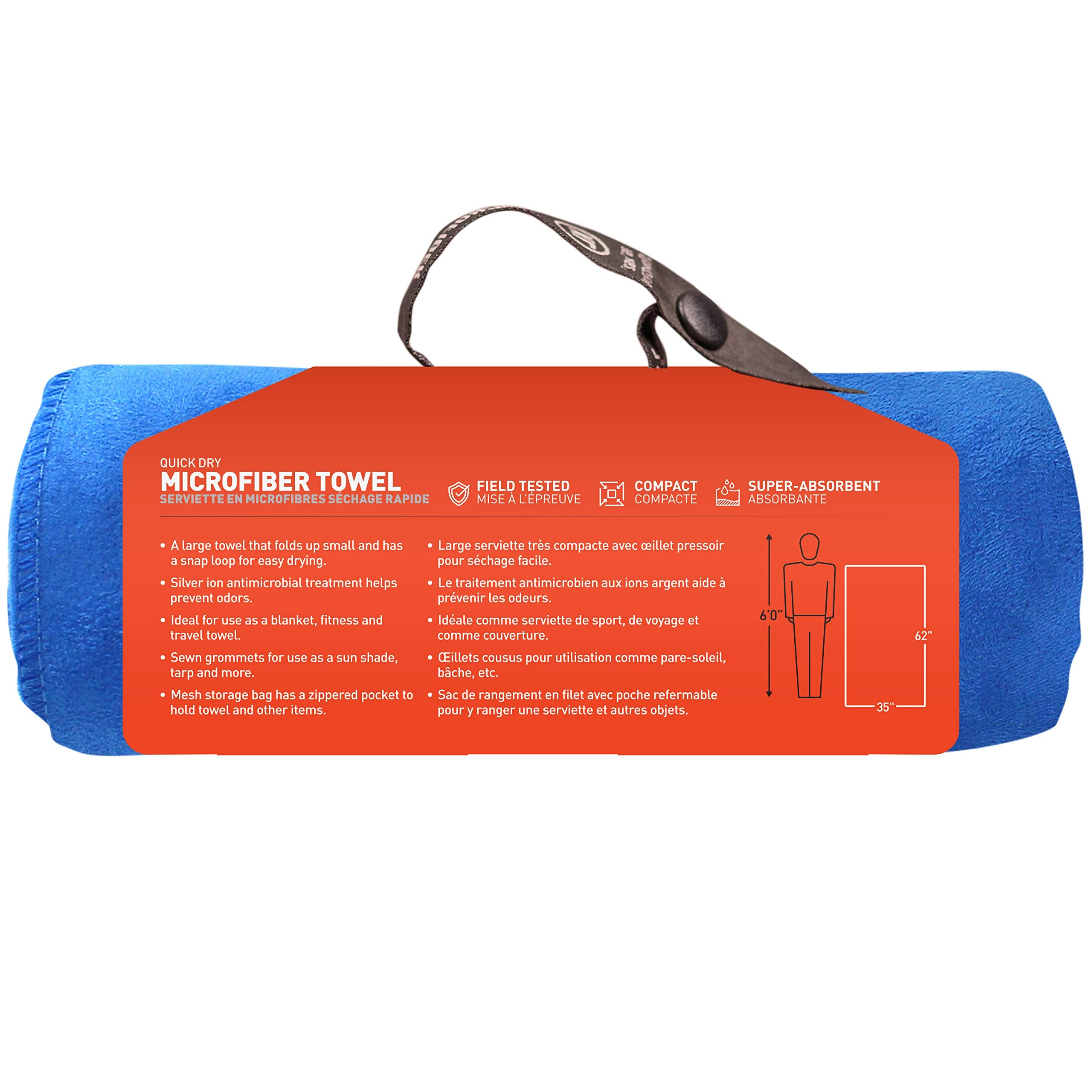 Gear Aid Quick Dry Microfiber Towel For The Gym, Travel And Camping, Cobalt, X-Large, 35''X62'', Xl (35   X62   ) (68152)