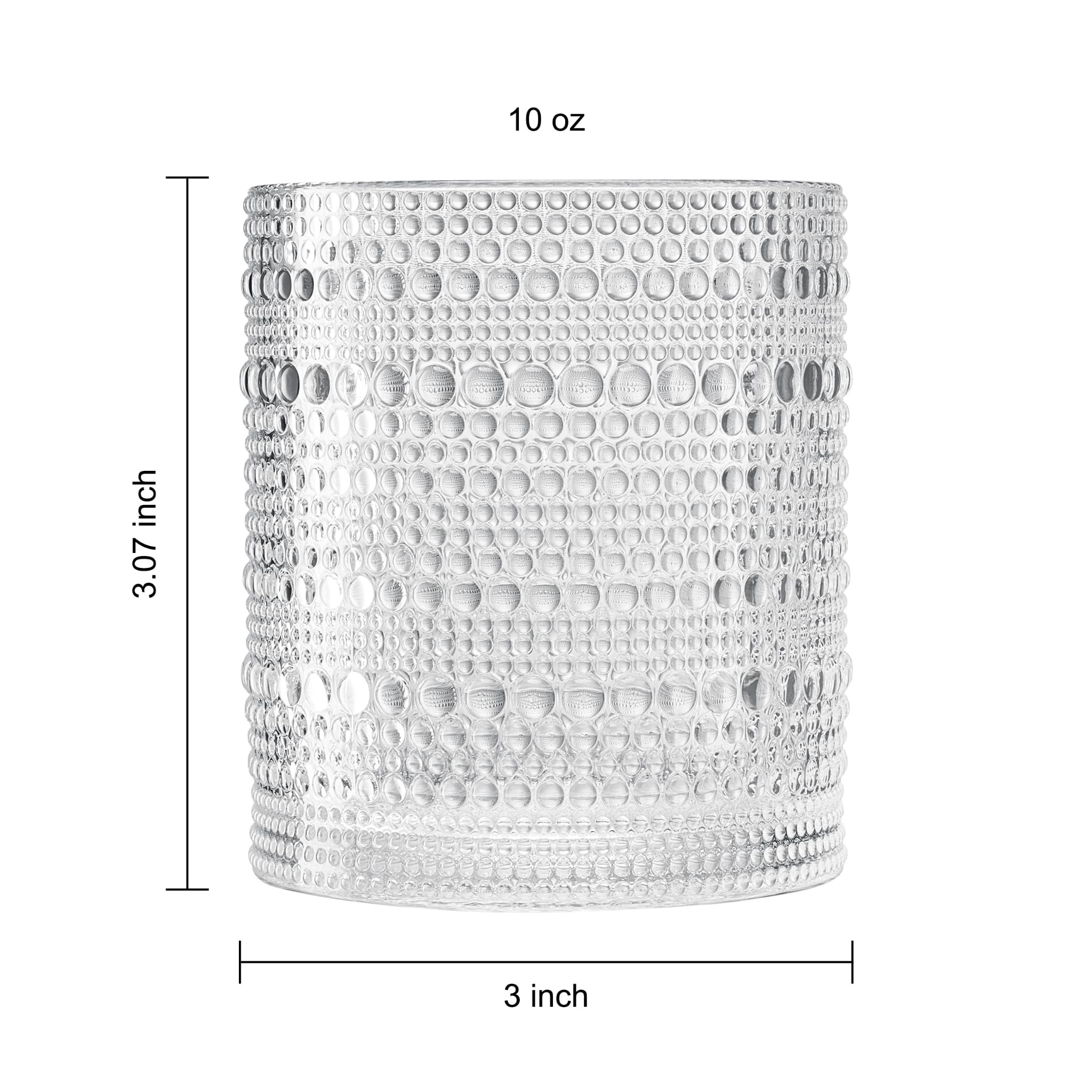 Khen Hobnail Drinking Glasses with Straws | Clear Colors | Set of 12