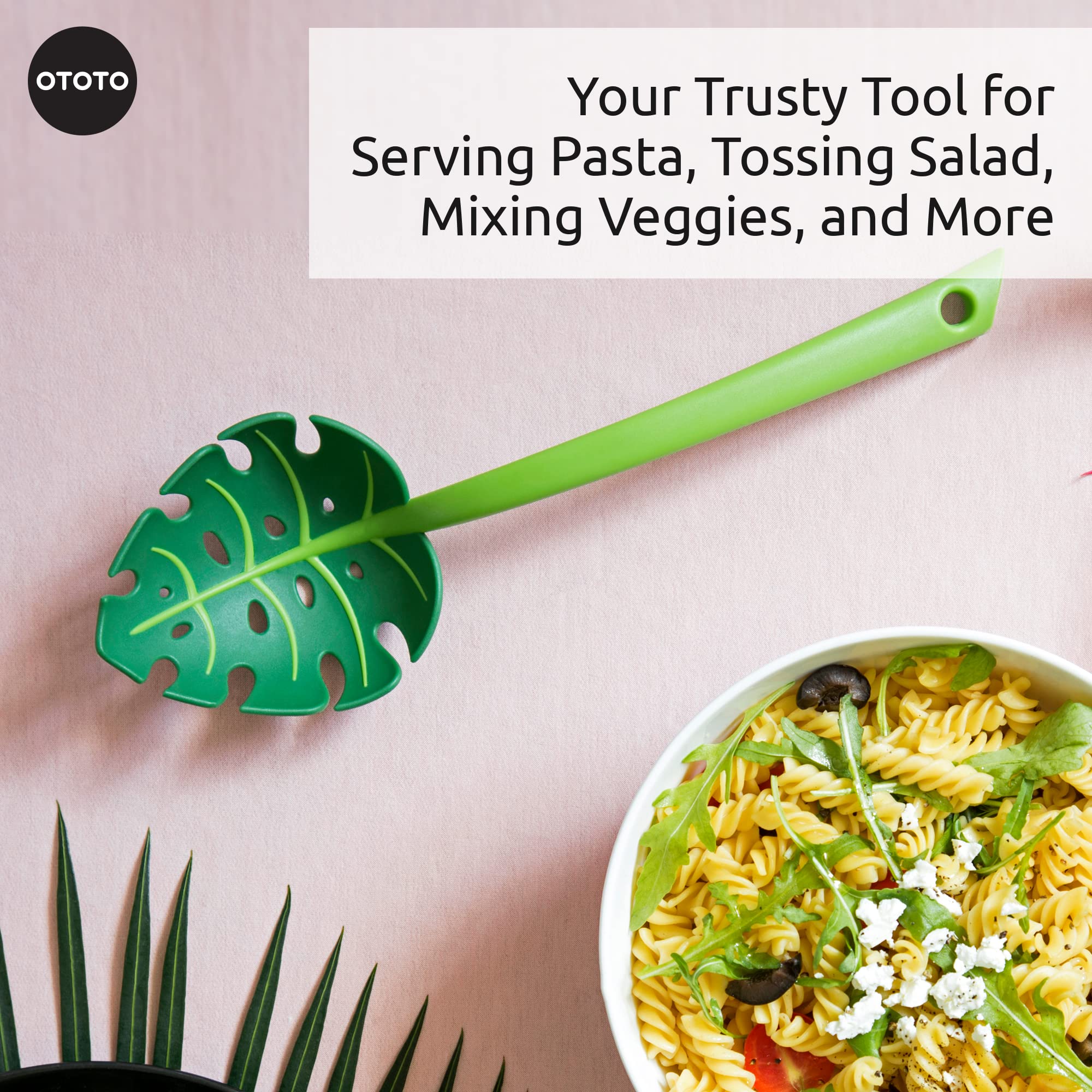 Jungle Spoon Monstera Ladle By Ototo - Bpa-Free Kitchen Spoon High Heat Resistant Nylon Spoon For Cooking For Nonstick Cookware