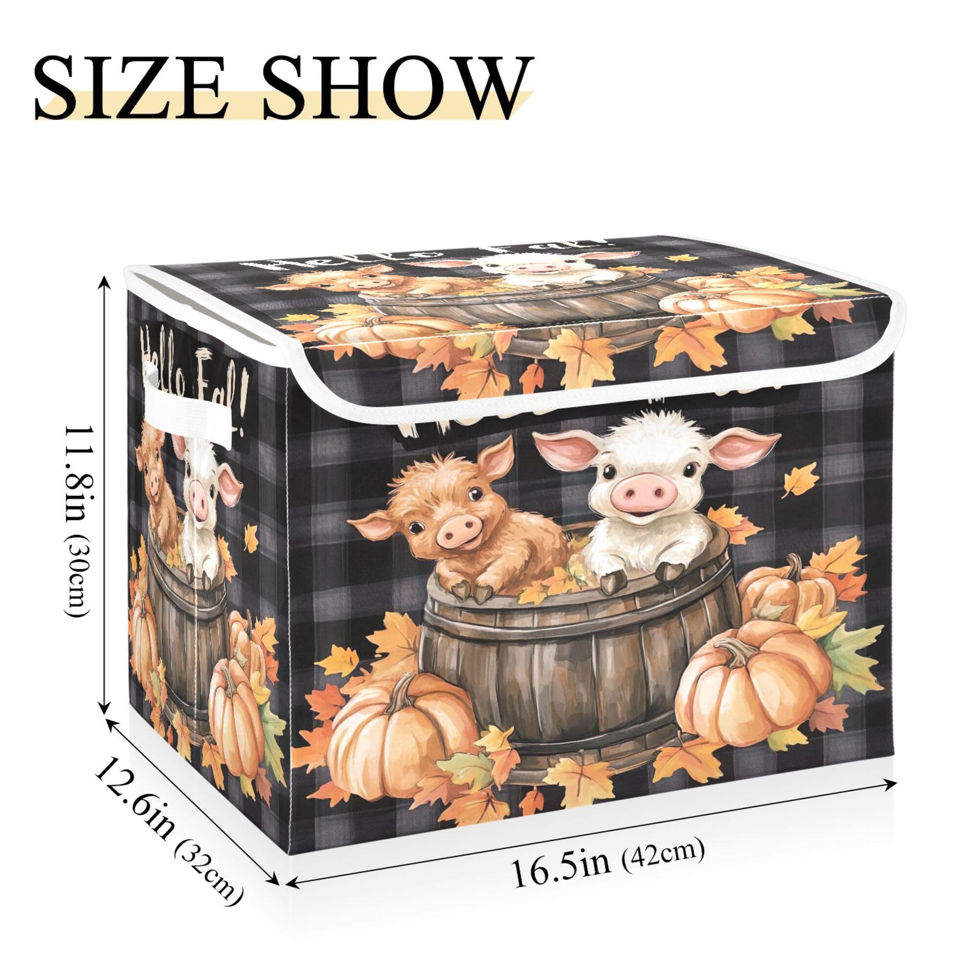 Xigua Cute Highland Cow Storage Bins With Lids And Carrying Handle,Foldable Storage Boxes Organizer Containers Baskets Cube With