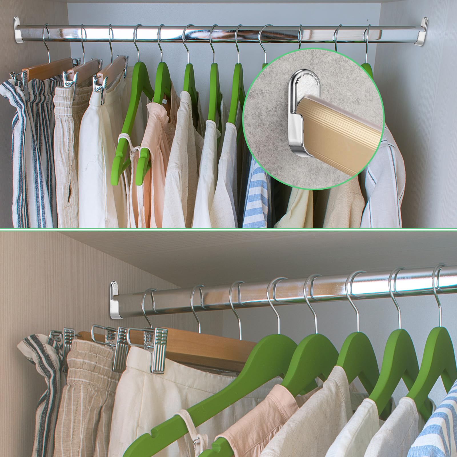 8 Pcs Oval Closet Rod End Supports, Metal Wardrobe Bracket Rod Holders With Rear Facing 6.5Mm Pins, Heavy-Duty Closet Pole Socke