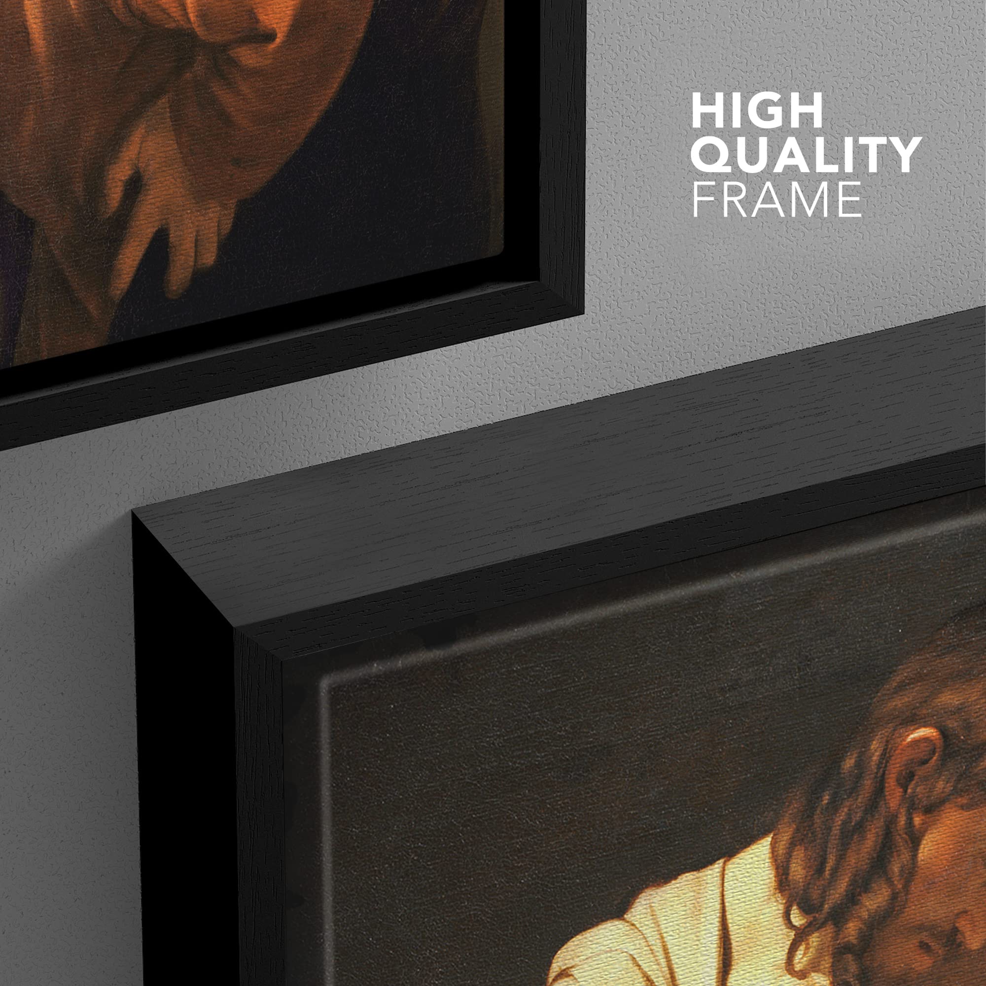 Wall26 - The Incredulity Of Saint Thomas By Caravaggio - Framed Canvas Print Wall Art Famous Painting Reproduction - 16''X24'' B