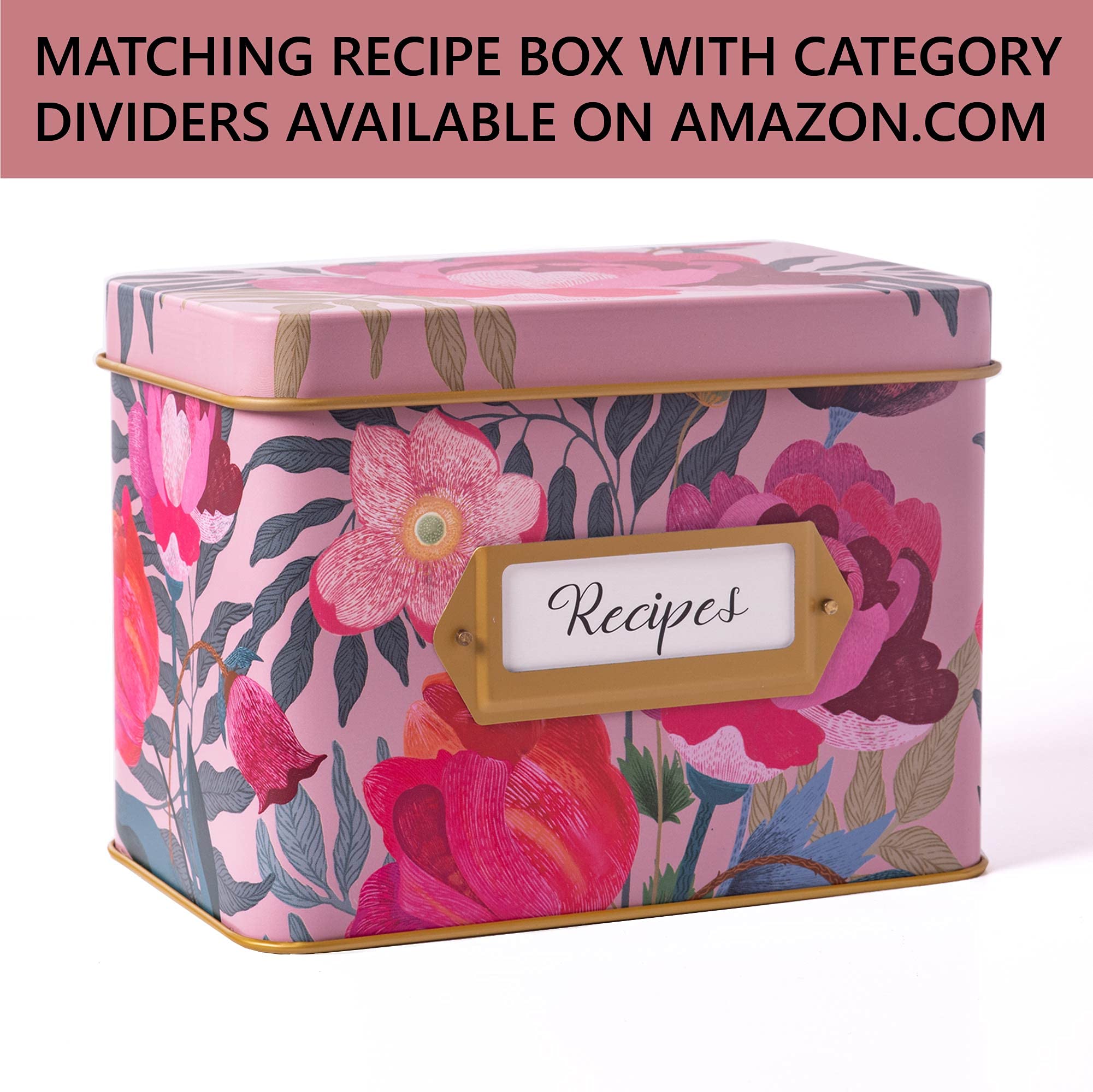 HEART & BERRY Recipe Cards - Set of 50 Double-Sided 4x6 Thick Paper in Roses Color