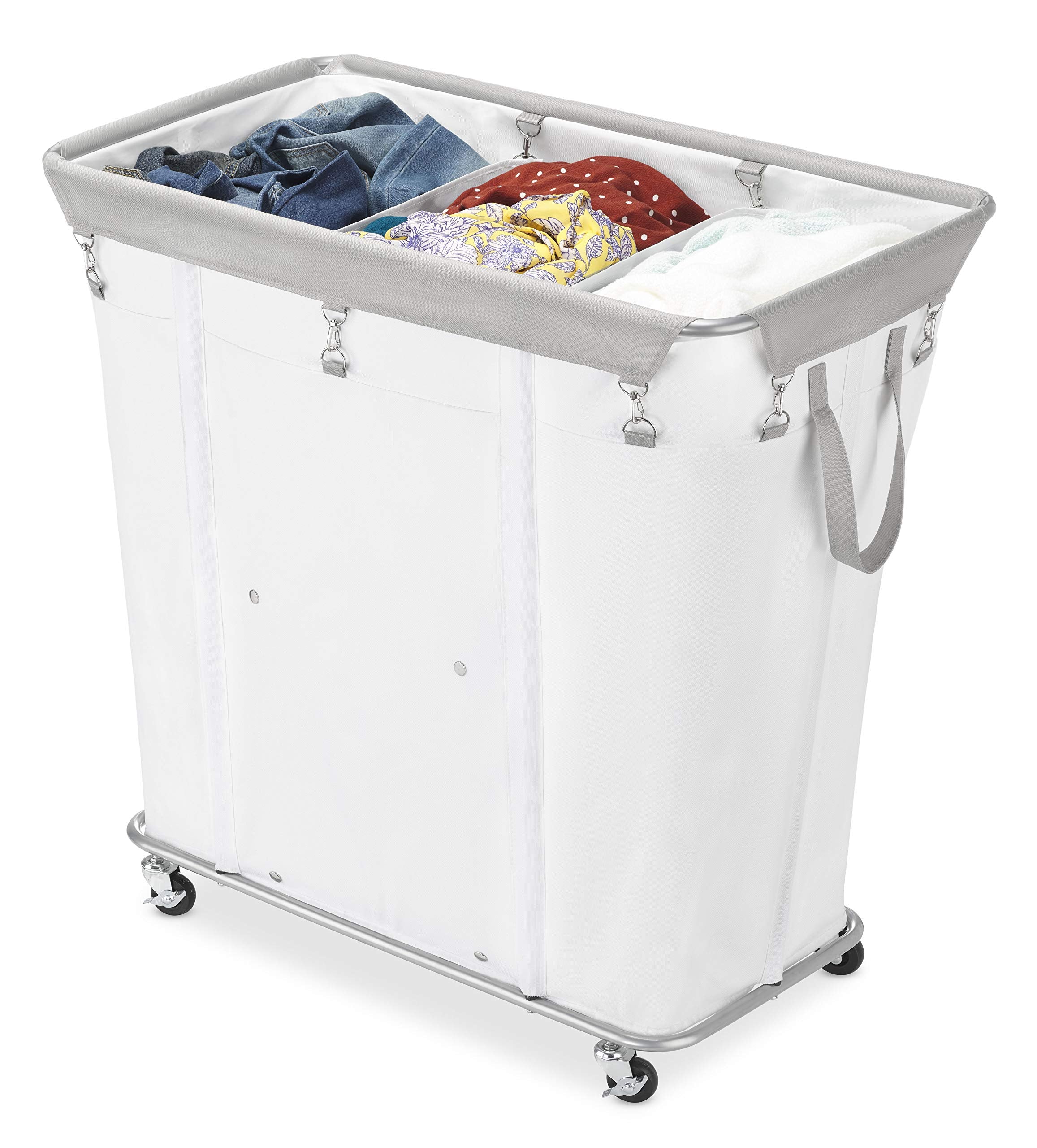 Whitmor 3-Section Industrial Laundry Sorter, White