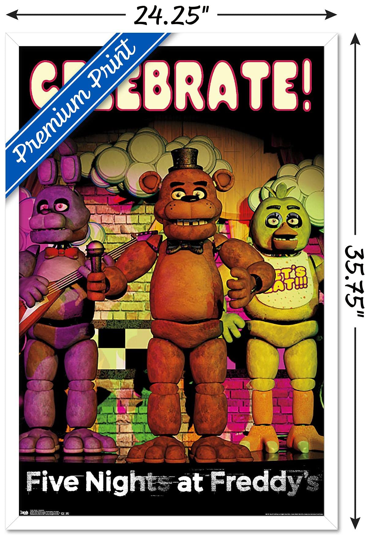 Trends International Five Nights At Freddy'S - Celebrate Wall Poster, 22.375'' X 34'', White Framed Version