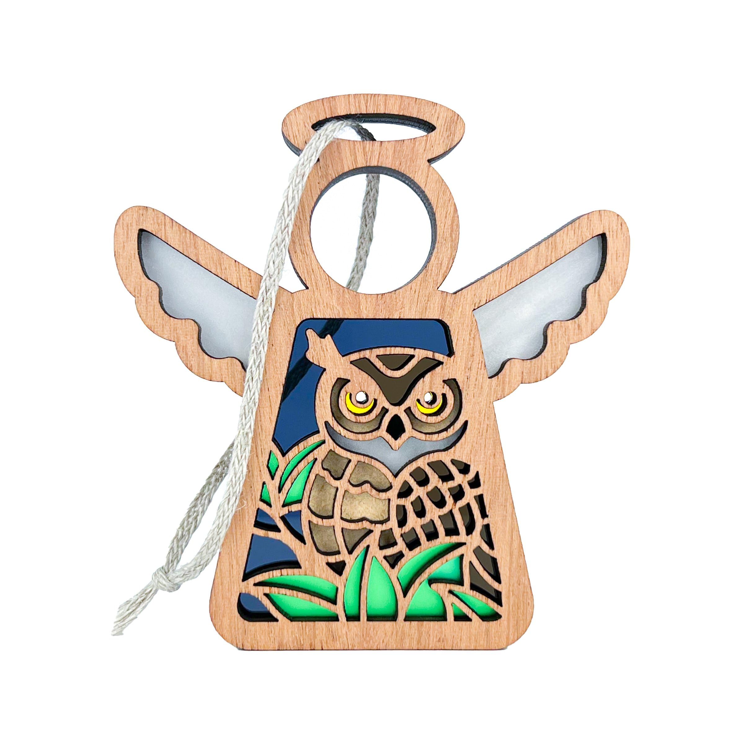 3.5 (H) Owl Ornament Decor - Cute Bird Gifts for Women - Great Horned Owl Figurine - Unique Bookshelf Decor