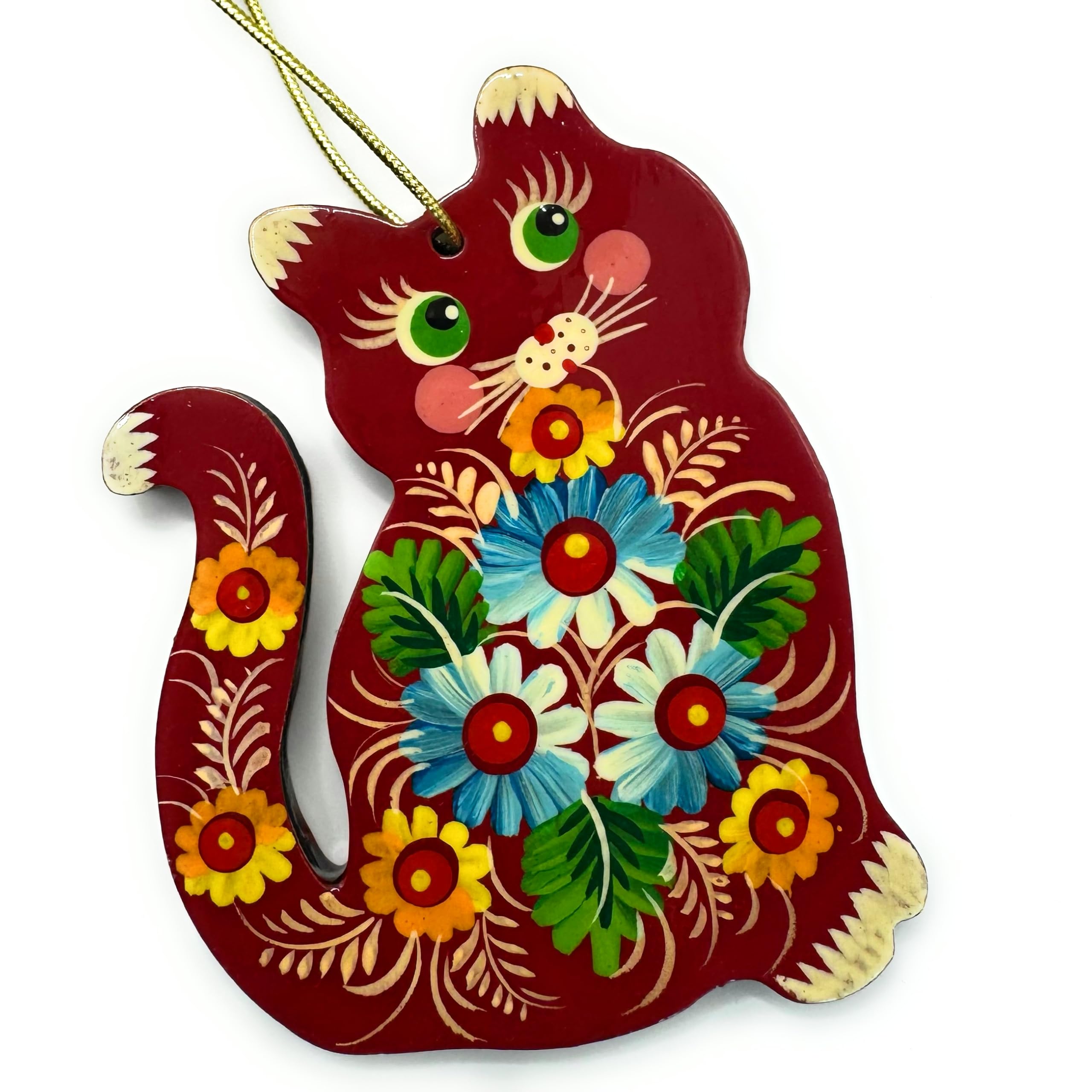Cat Christmas Ornament 3,3 ? 2,8 ? 0,2 Inch | 7 ? 8,5 ? 0,5 cm Tree Christmas Decorations Traditionally handcrafted in Ukraine