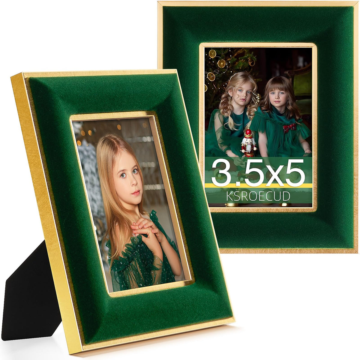 Ksroecud 3.5X5 Velvet Picture Frame, Green Photo Frames With Modern Si ...