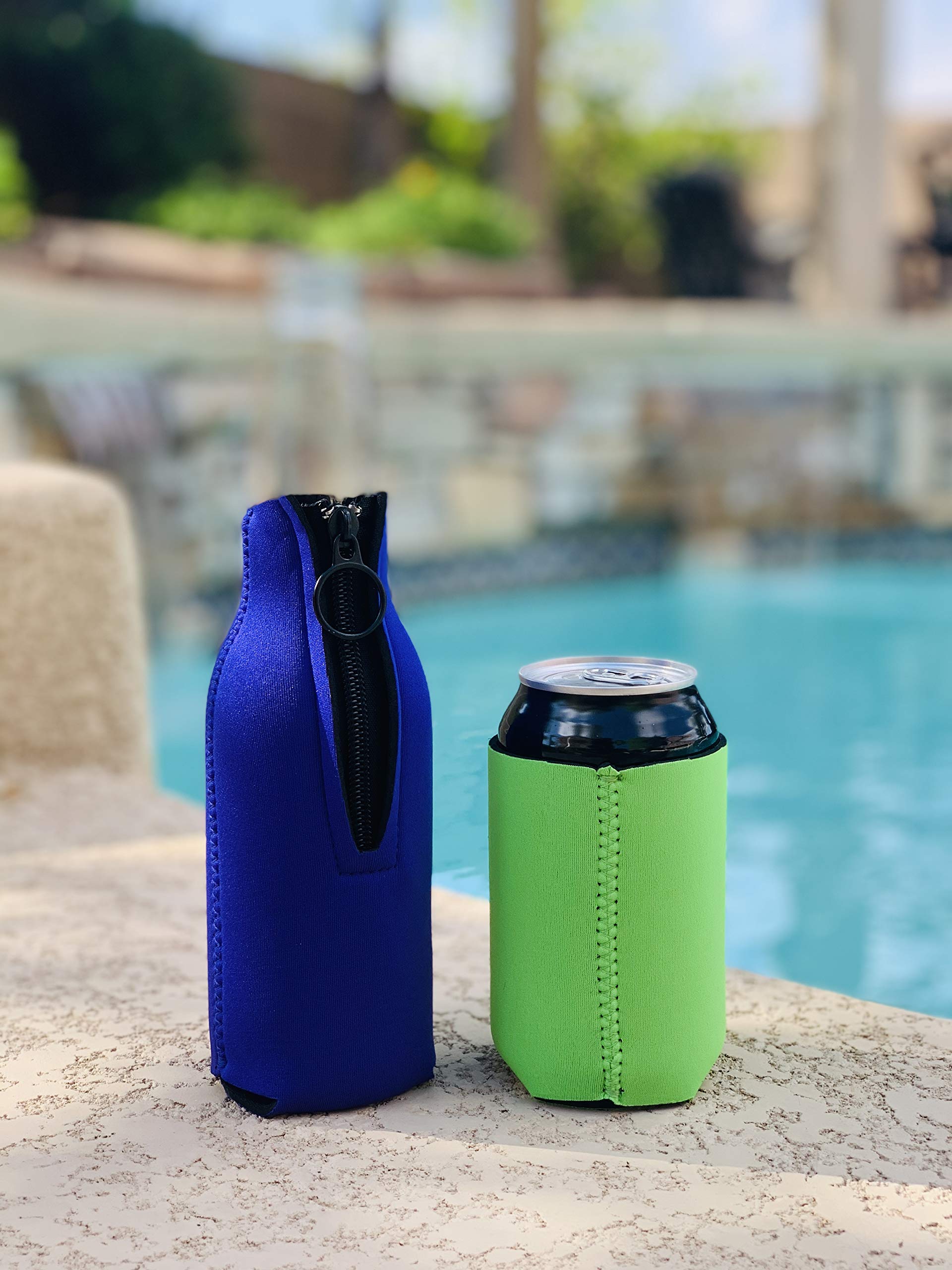 Bulk 24 Pack Bottle And Can Insulated Cooler Sleeves - 12 Cans And 12 Bottles In Assorted Colors
