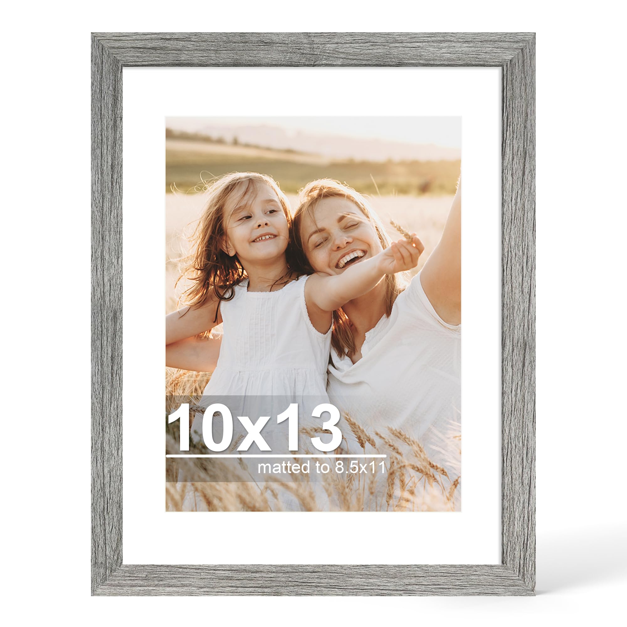 Hongkee 10x13 Picture Frame with Glass, Display Diploma 8.5x11 with Mat or 10 x 13 without Mat - Wall and Tabletop, 10 by 13 Pho