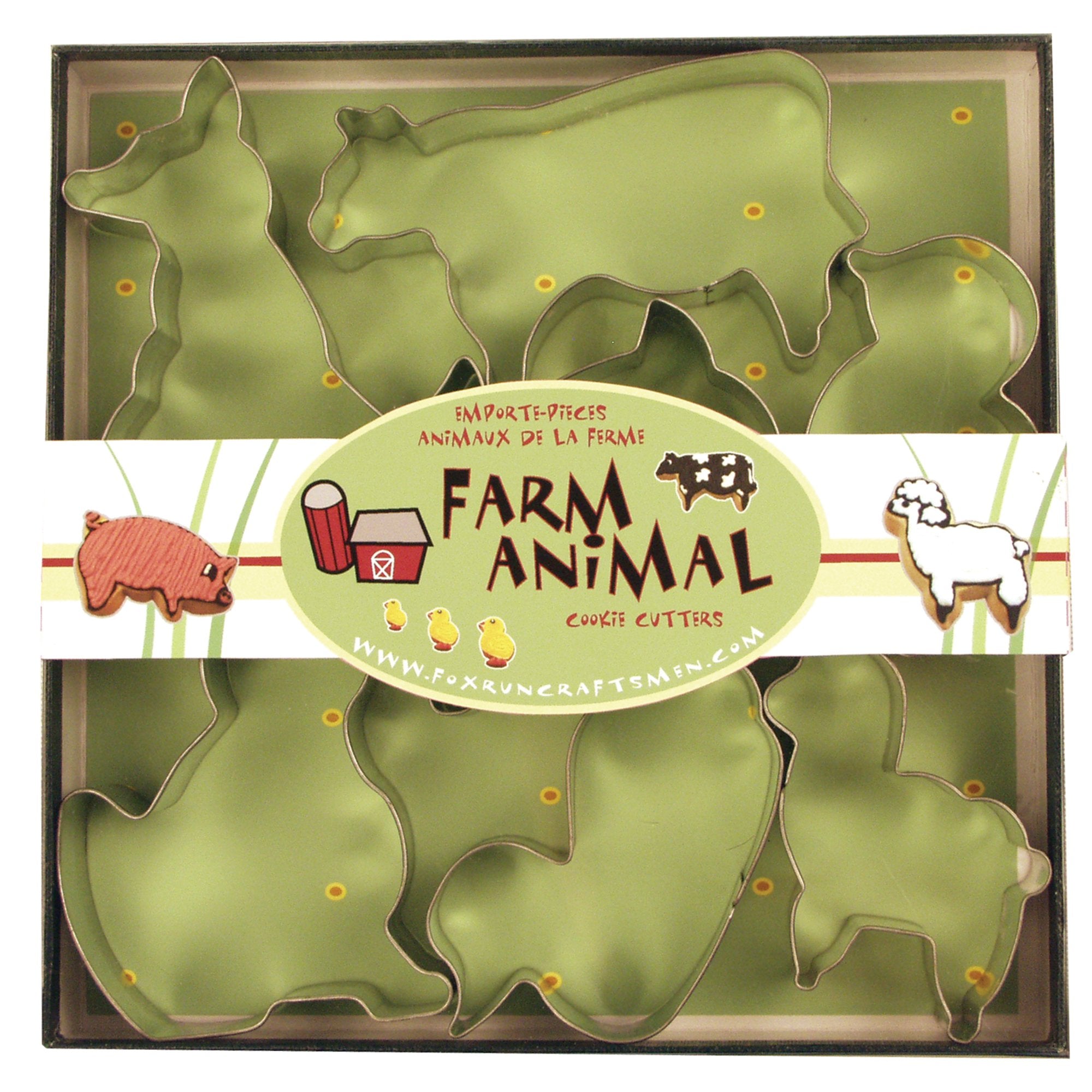 Fox Run Set Cookie Cutters, Set Of 7, Standard, Farm Animals, Silver