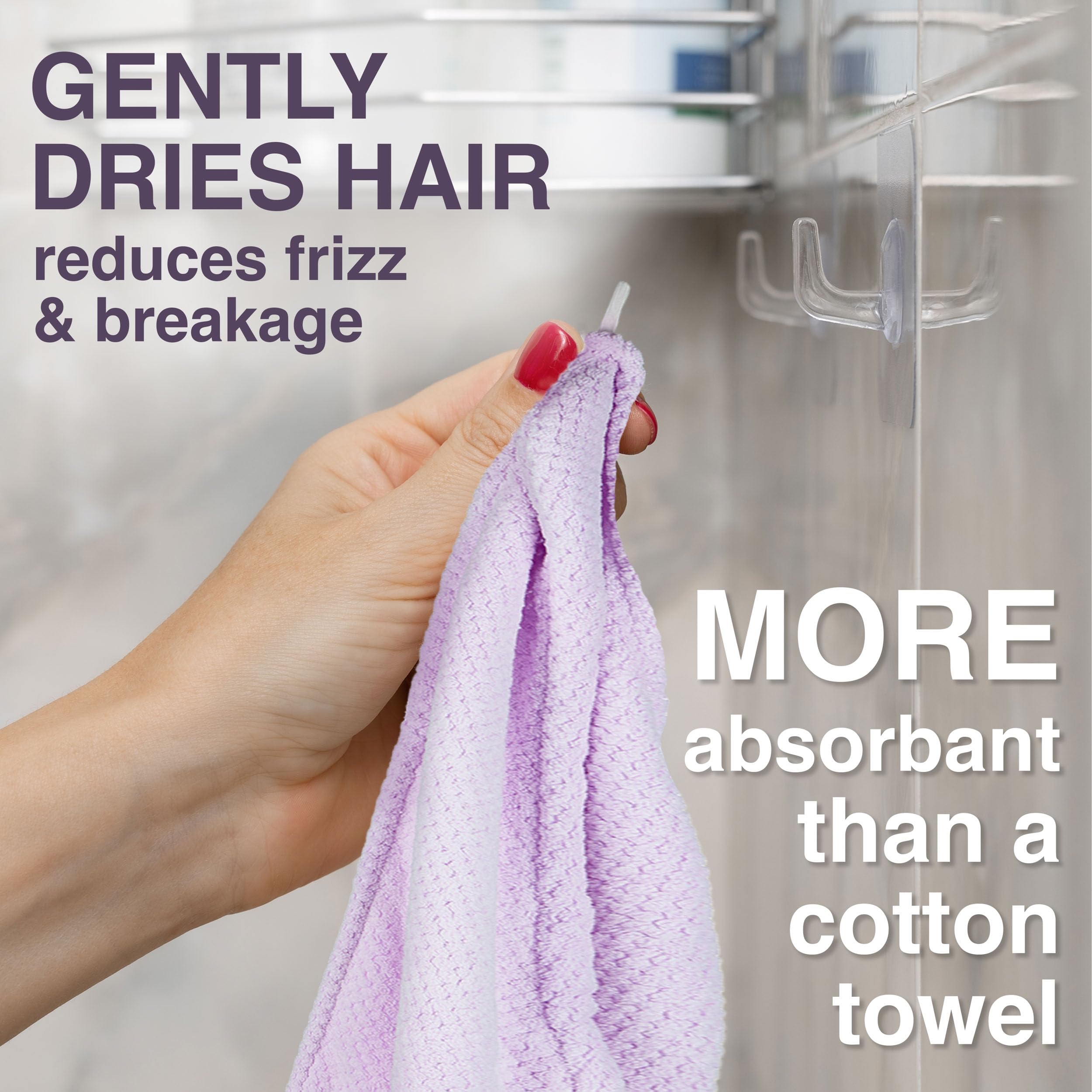 Expressions Microfiber Hair Towel in Lavender - 1pc Super Soft Ultra Absorbent Hair Towel, Luxury Hair Care Towel, Gentle Hair D