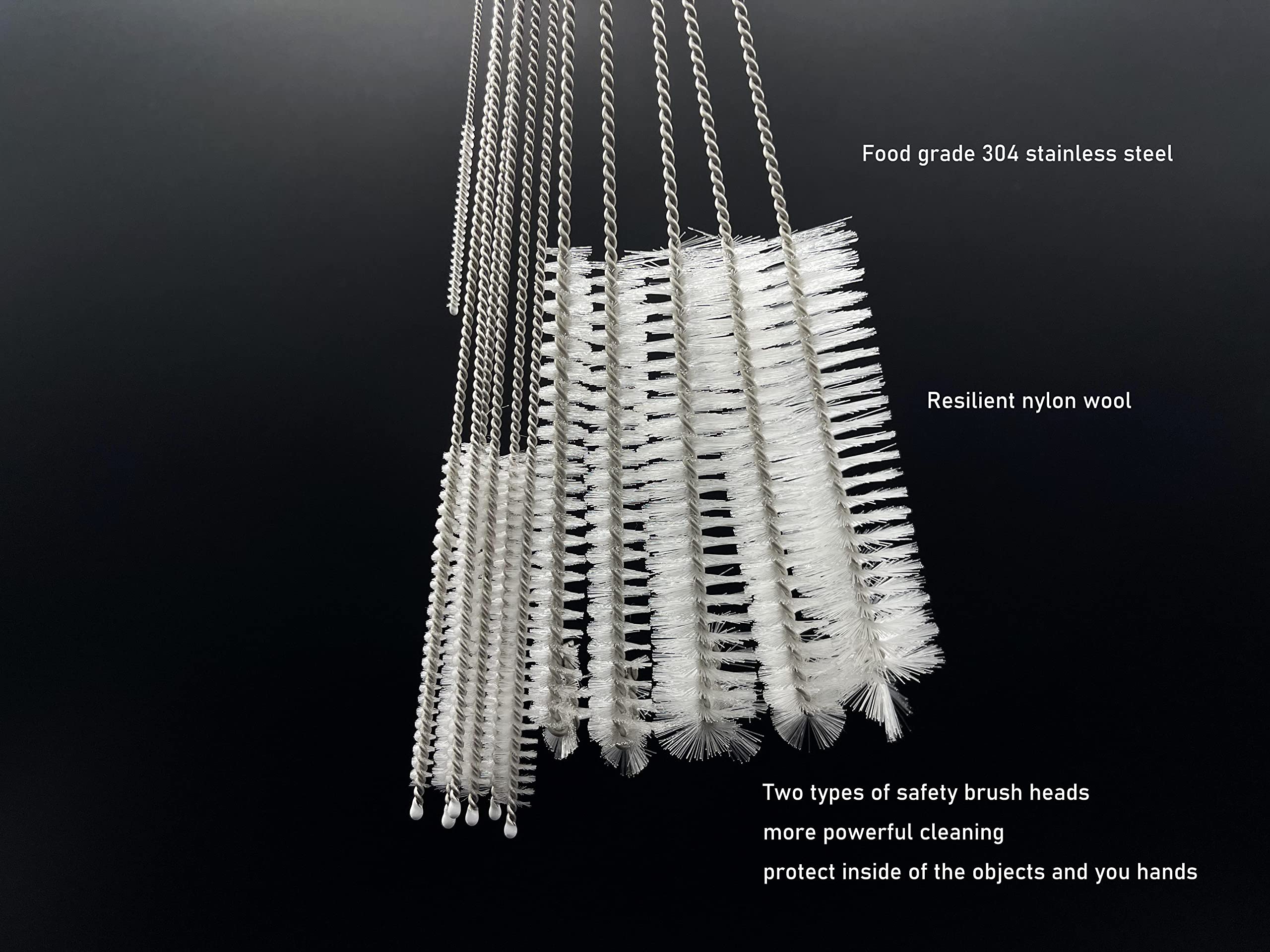 Kingsem 12 Pcs Straw Cleaner Brush Kit With 2Mm-25Mm /6.5-10 Inch For Tube And Pipe.Tumbler, Sippy Cup, Bottle With Straw,Hummin