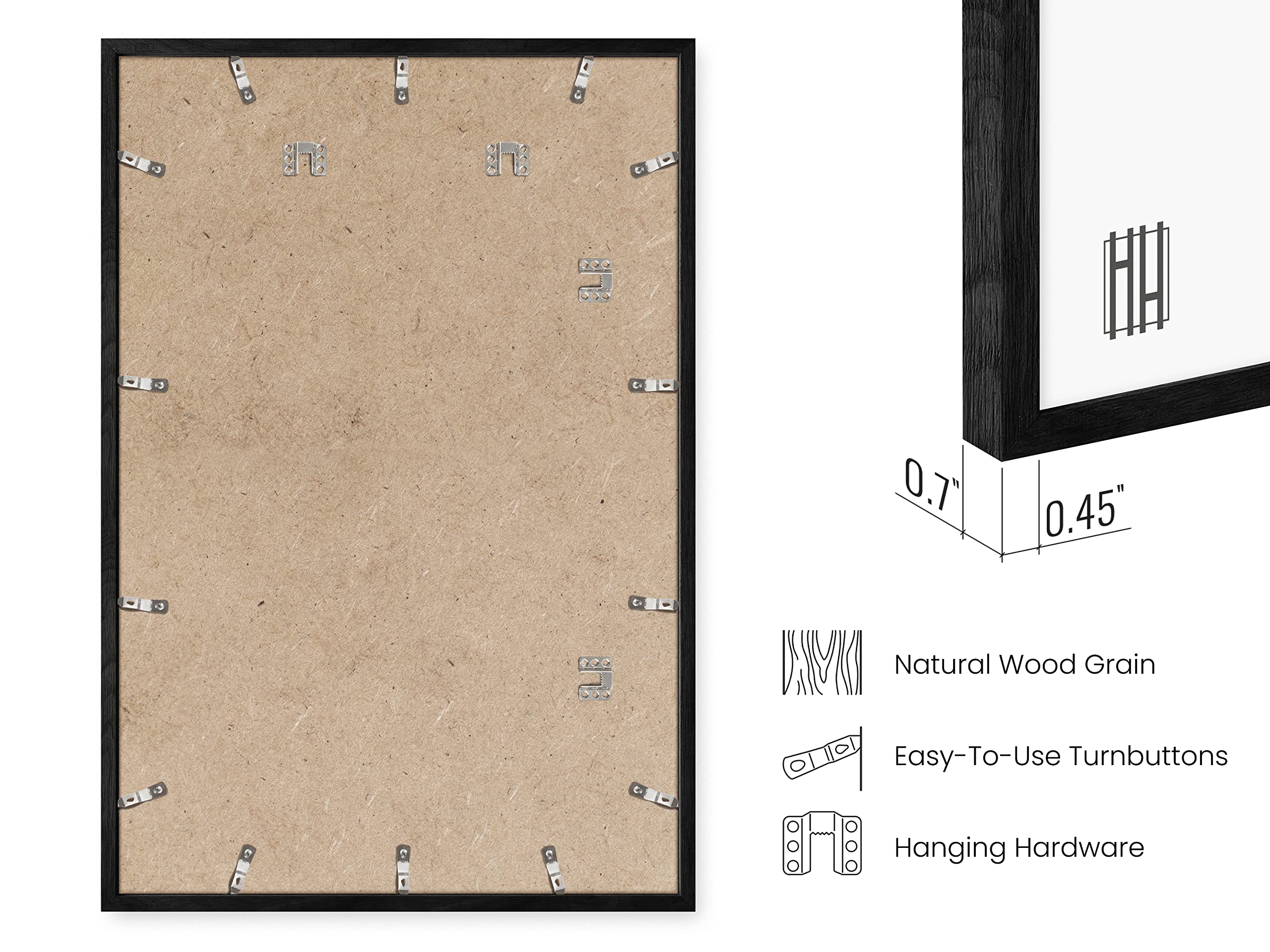 Haus And Hues 24X36 Black Oak Wood Frames Set Of 3 - 24X36 Picture Frames For Wall, 24X36 Black Picture Frame, Poster Frame 24X3