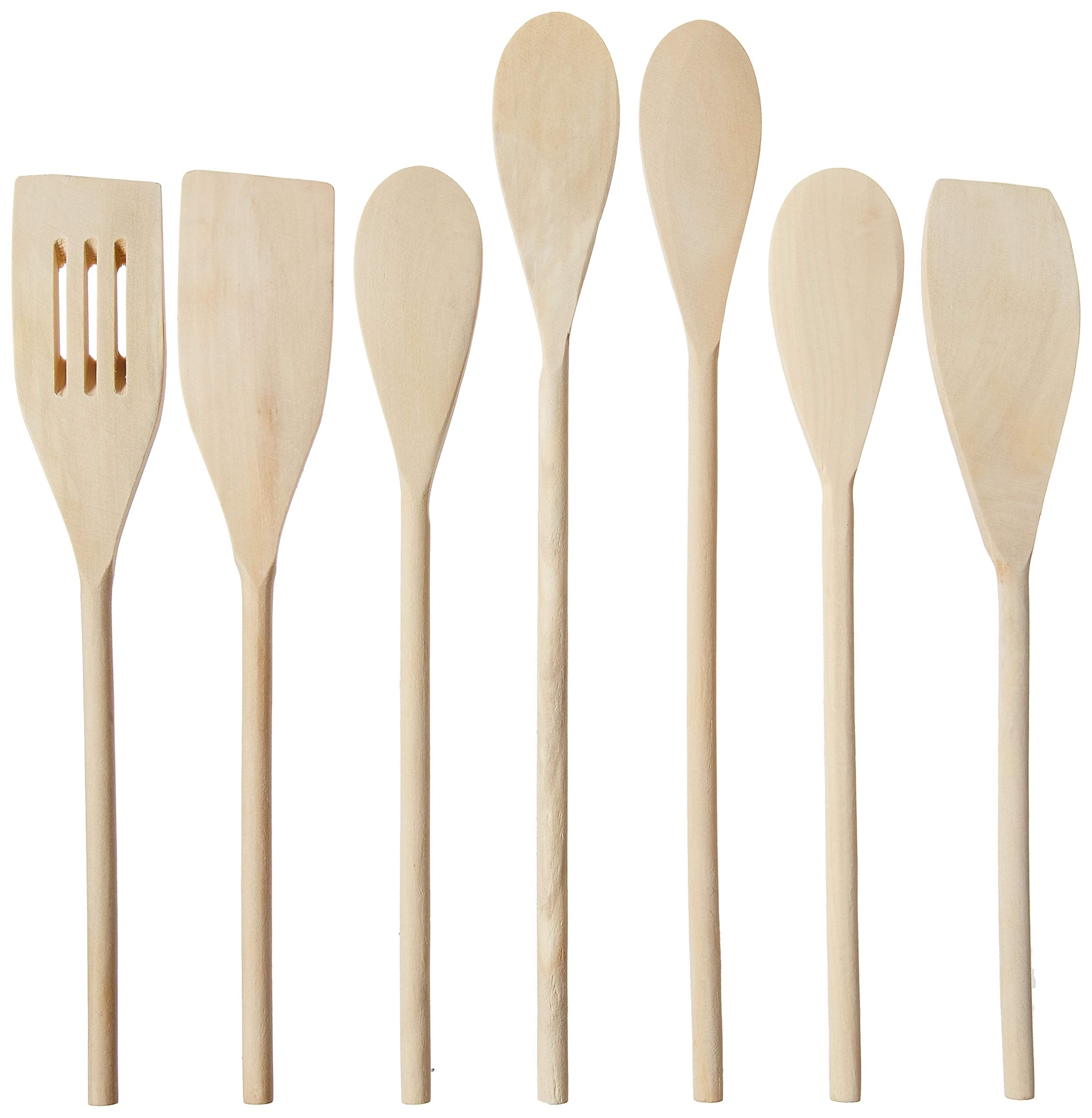 Mountain Woods 7 Piece Organic Wood Utensil Set, Spatula And Spoons | Eco-Friendly Safe Kitchen Cooking Tools
