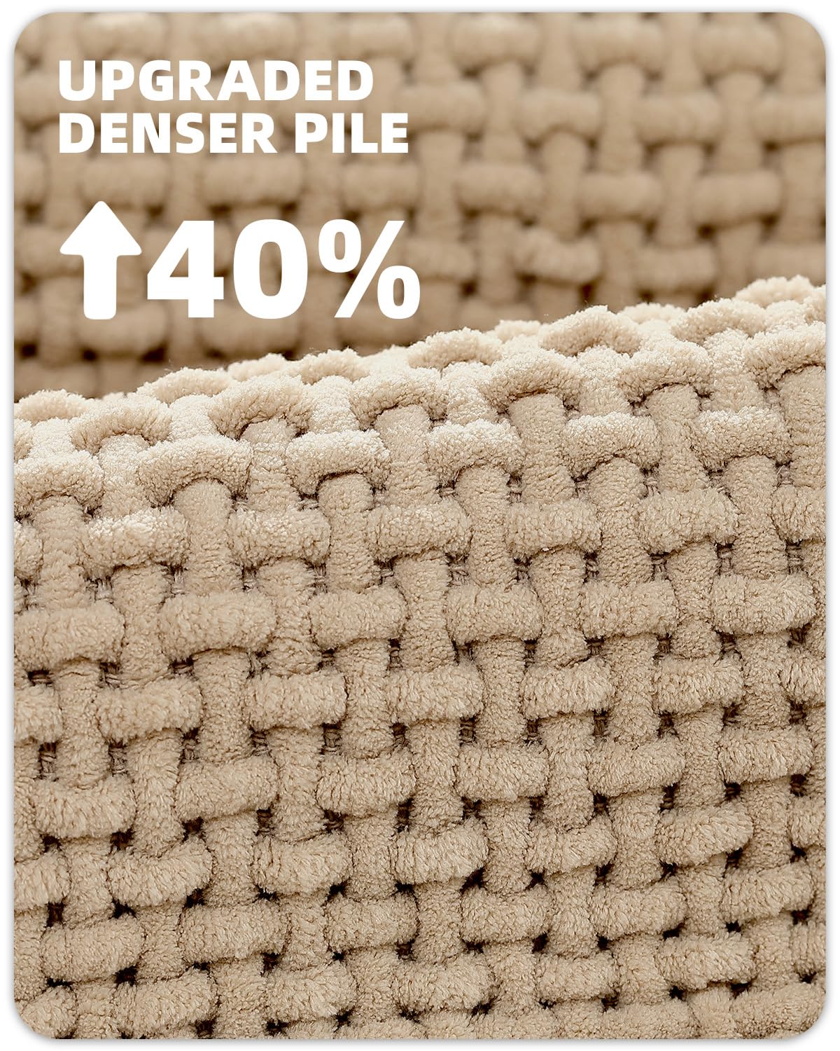 Color&Geometry Small Bathroom Rugs Upgraded Denser Chenille Pile, 16''X24'' Non Slip Absorbent Beige Bath Mats For Bathroom Thin