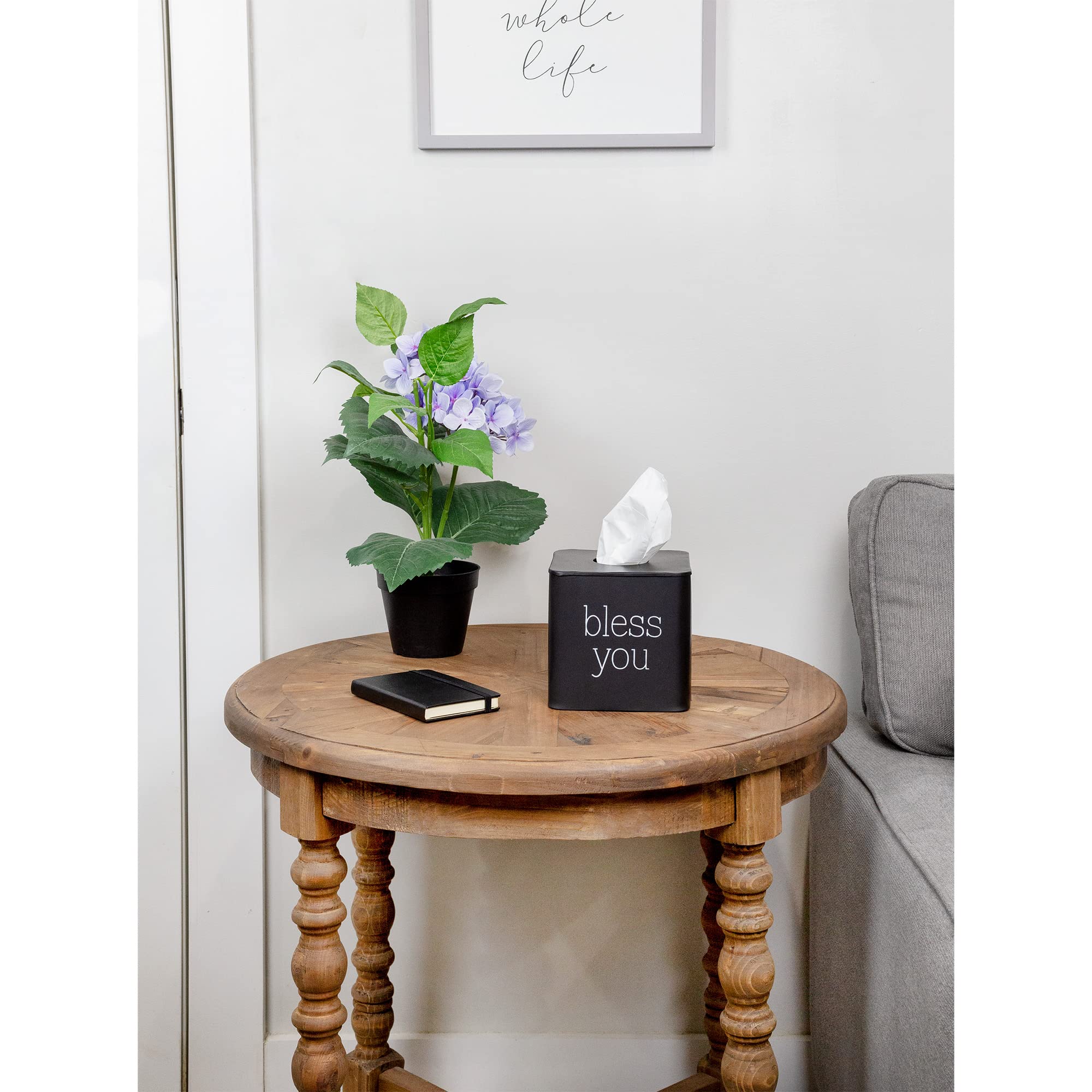 Auldhome Square Tissue Box Cover (Black); Modern Farmhouse Enamelware Tissue Holder