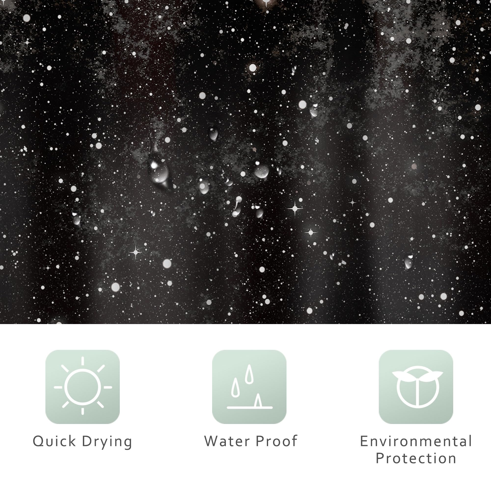 Riyidecor Night Sky Shower Curtain 72Wx72H Inch Starry Black White Star Nebula Cosmic Fantasy Galaxy Universe Space Beautiful Pl
