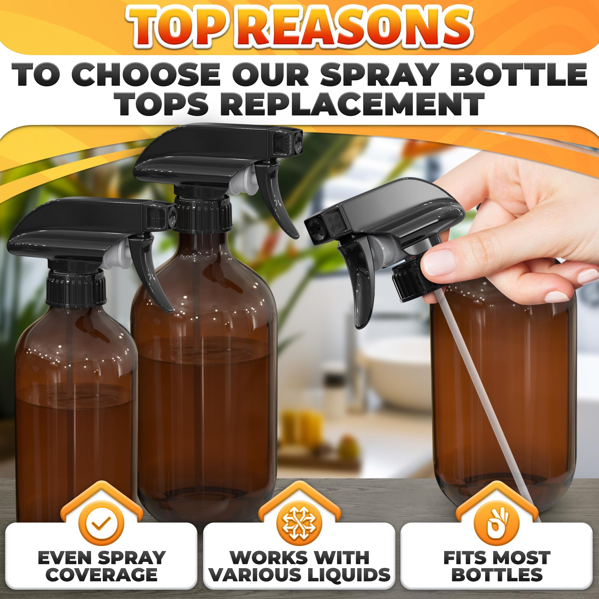 4Pcs Replacement Spray Bottle Nozzle - Heavy Duty Misting Spray Bottle Heavy Duty Pump Sprayer Head Replacement - Spray Nozzle Mist Spray Bottle Tops Cleaning Spray Bottles Mist Sprayer for 8oz 16oz