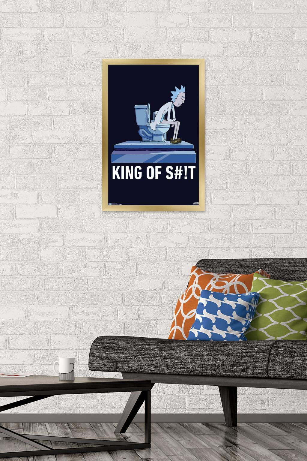 Trends International Rick And Morty - Toilet Wall Poster, 14.725'' X 22.375'', Gold Framed Version