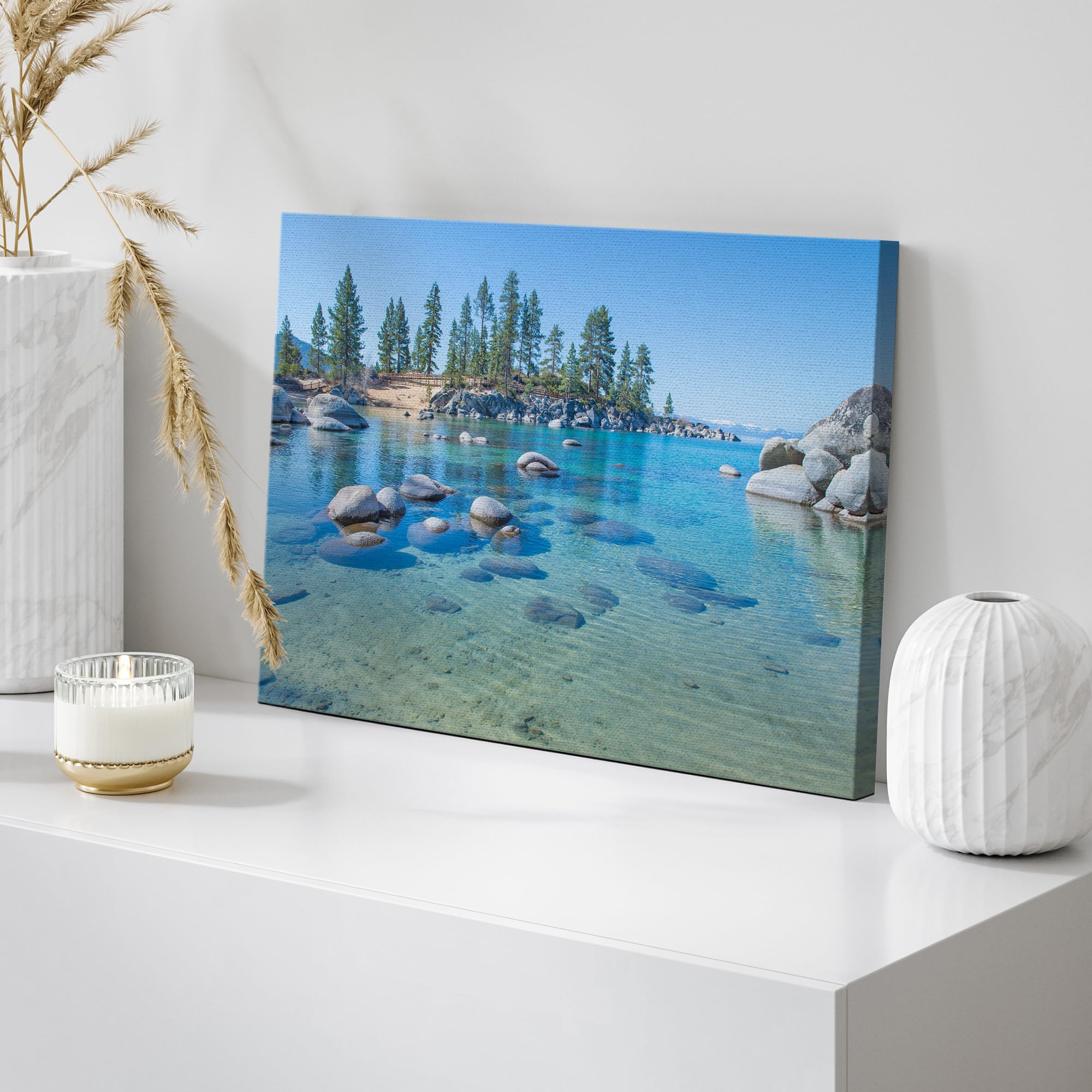 Wall26 Canvas Print Wall Art Blue Lake In Mountain Forest Landscape Nature Wilderness Photography Modern Art Rustic Scenic Color