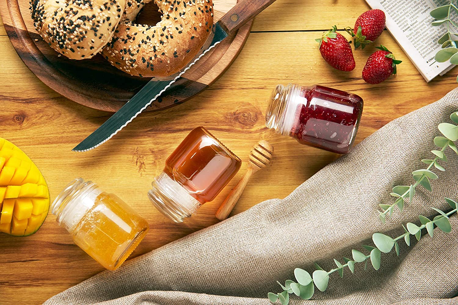 CLOUDMART 100Ml Spice Storage Glass Jar, Kitchen Storage Jars, Honey Jar And Container, Spice Masala Jar- Airtight Lid With Rubb